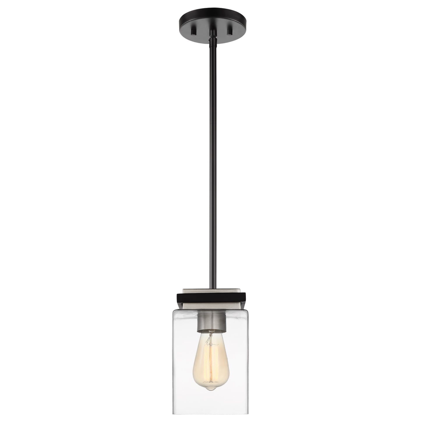 Crossroads - 1 Light Mini Pendant with Matte Black - Clear Glass