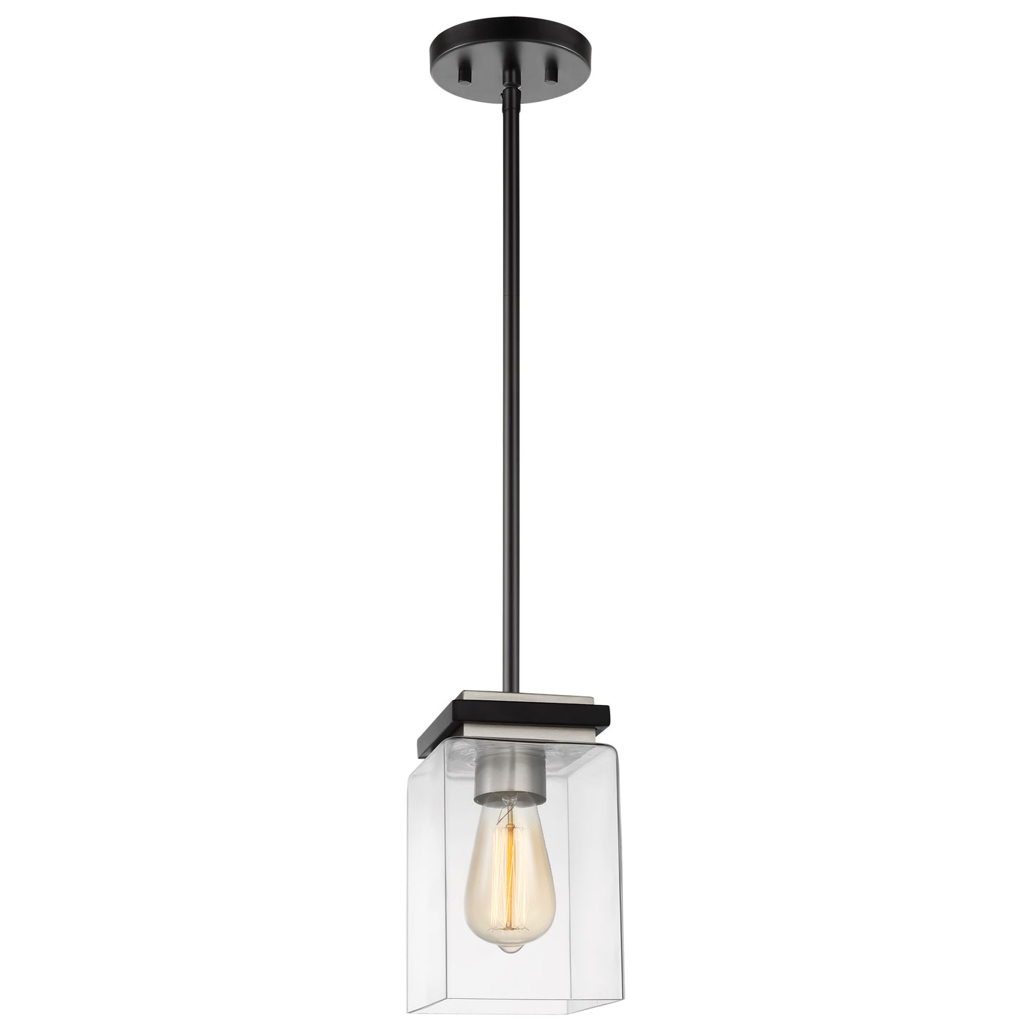 Crossroads - 1 Light Mini Pendant with Matte Black - Clear Glass