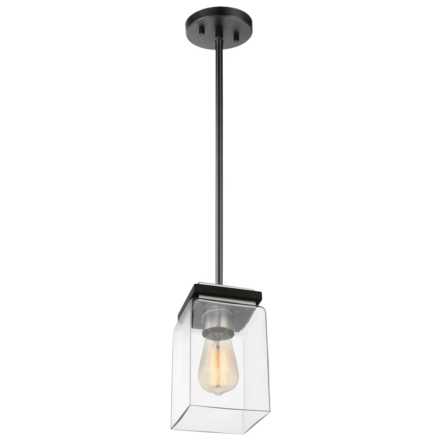 Crossroads - 1 Light Mini Pendant with Matte Black - Clear Glass