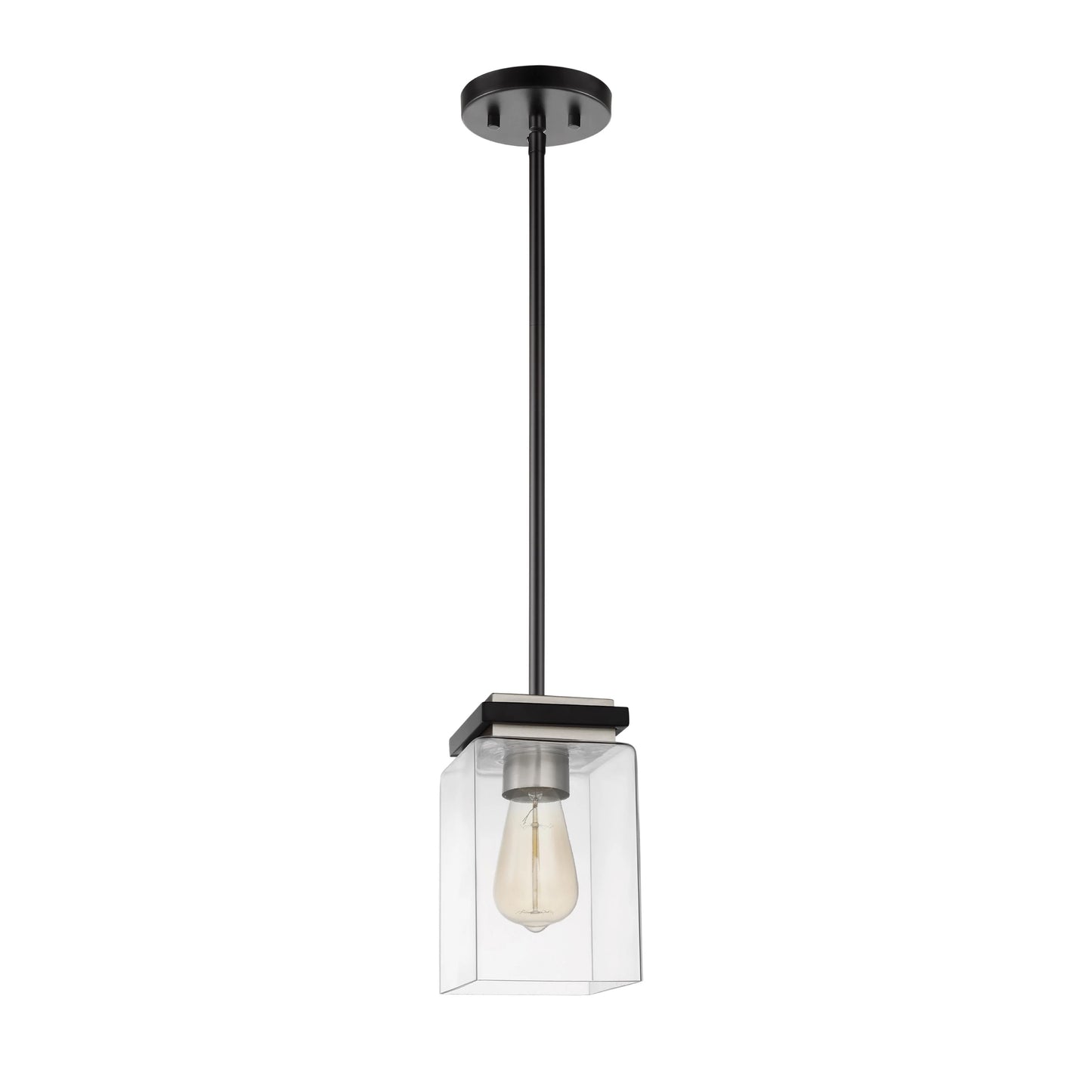 Crossroads - 1 Light Mini Pendant with Matte Black - Clear Glass
