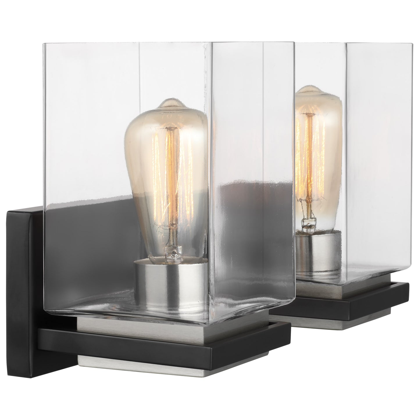 Crossroads - 2 Light Vanity with Matte Black - Clear Glass