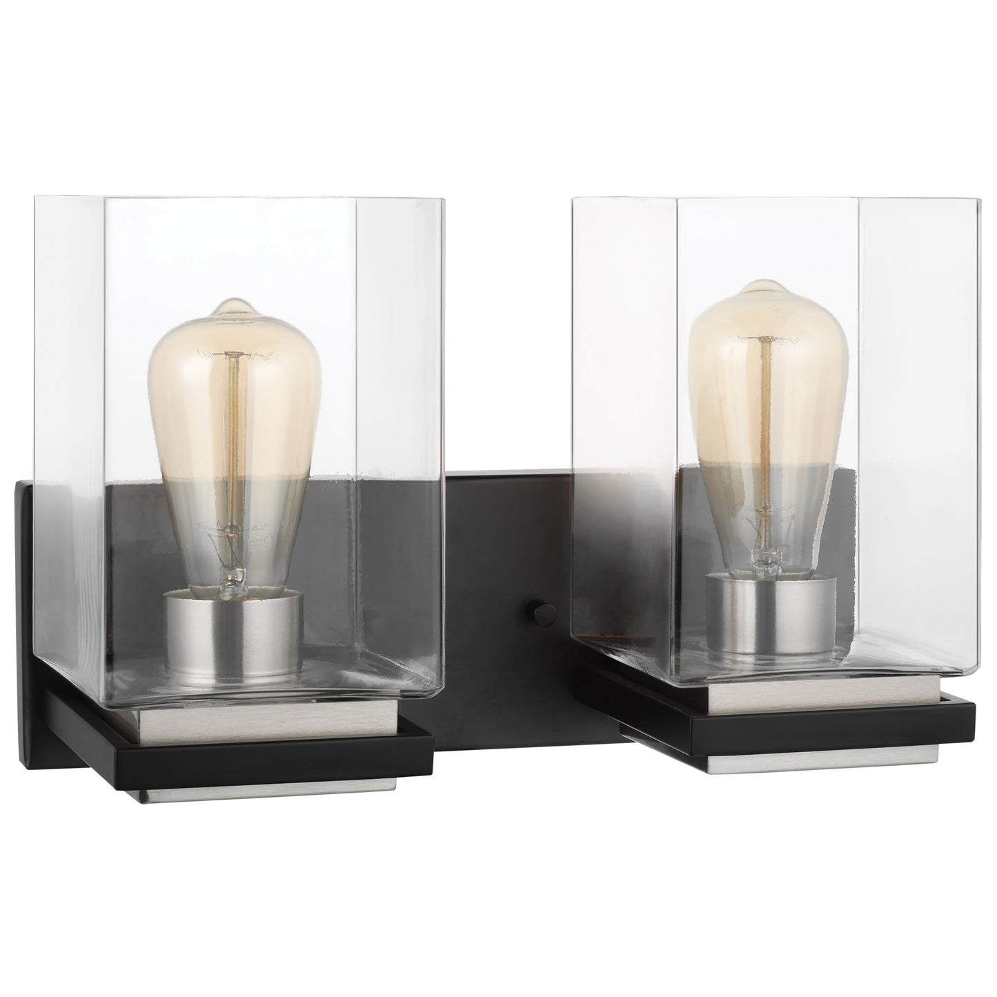 Crossroads - 2 Light Vanity with Matte Black - Clear Glass