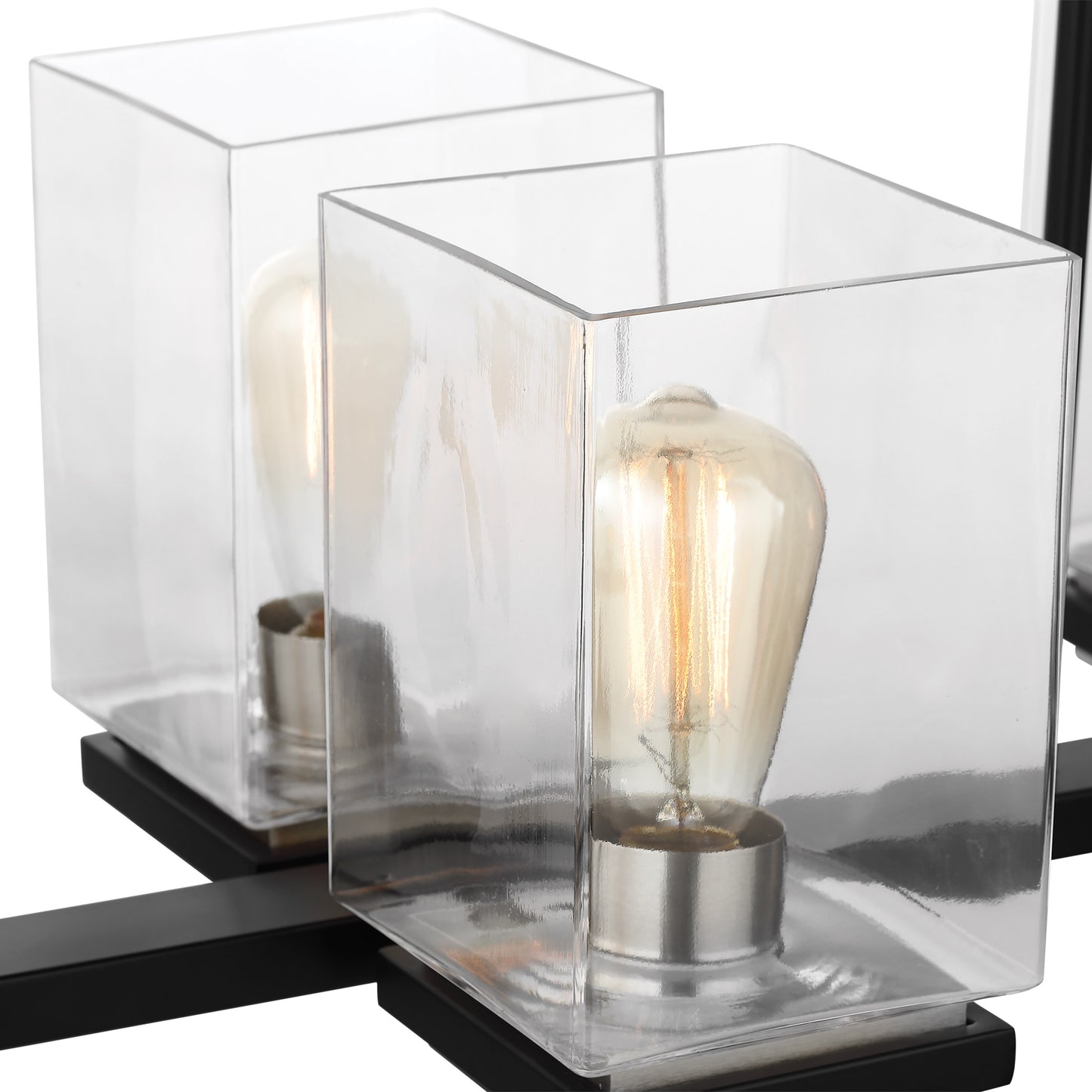 Crossroads - 6 Light Island Pendant with Matte Black - Clear Glass