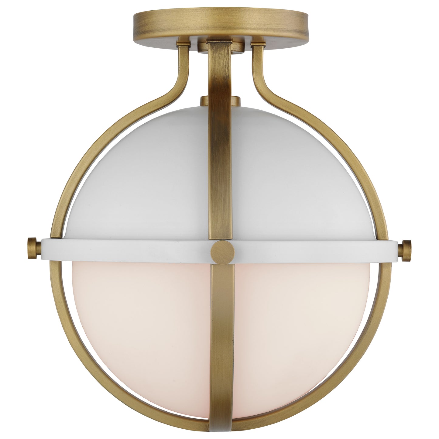 Lincoln - 1 Light Semi Flush Mount - Medium Base - 60 Watt - Matte White Finish - White Opal Glass