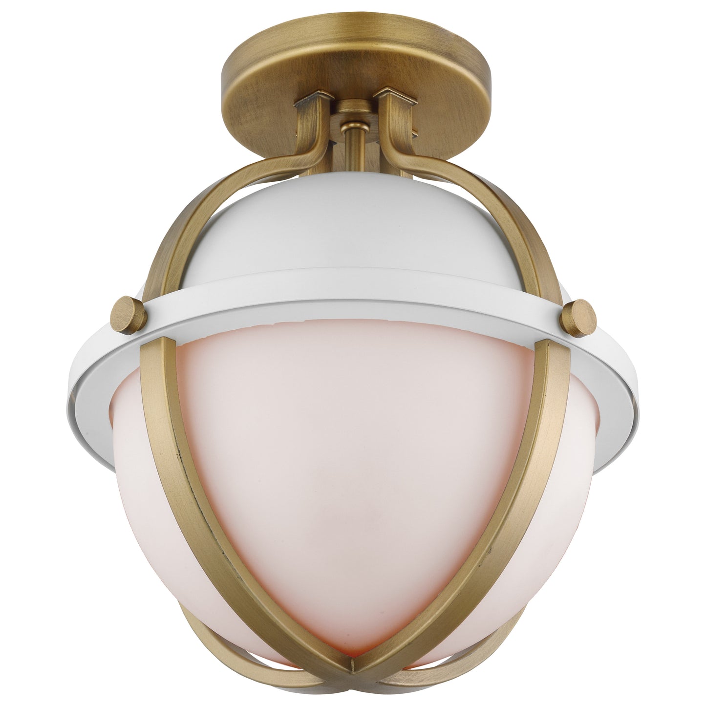 Lincoln - 1 Light Semi Flush Mount - Medium Base - 60 Watt - Matte White Finish - White Opal Glass