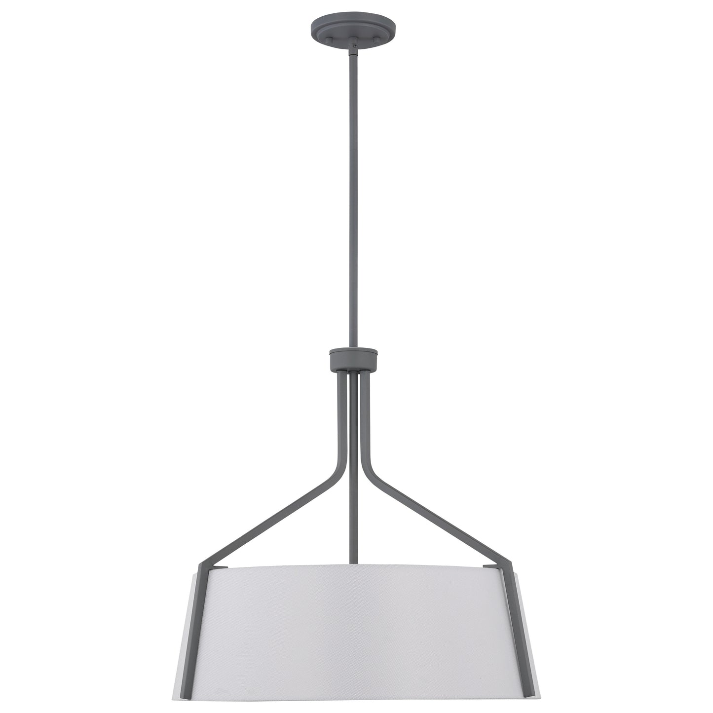 Livingston - 4 Light Pendant - 60W - Putty Gray Finish - White Linen Fabric Shade