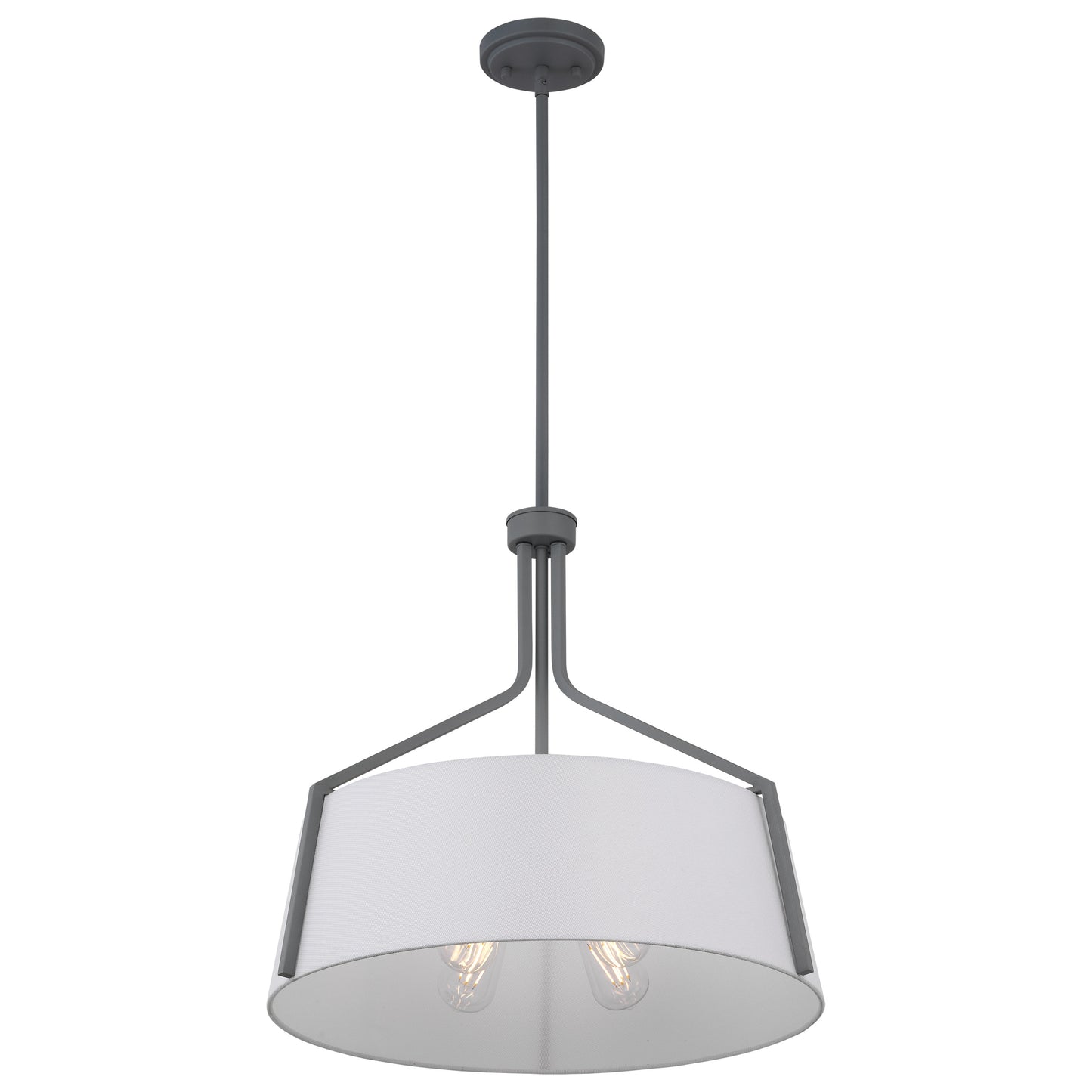 Livingston - 4 Light Pendant - 60W - Putty Gray Finish - White Linen Fabric Shade