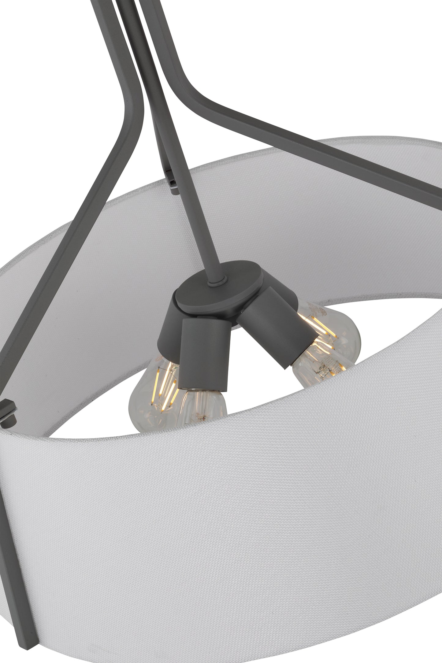 Livingston - 4 Light Pendant - 60W - Putty Gray Finish - White Linen Fabric Shade