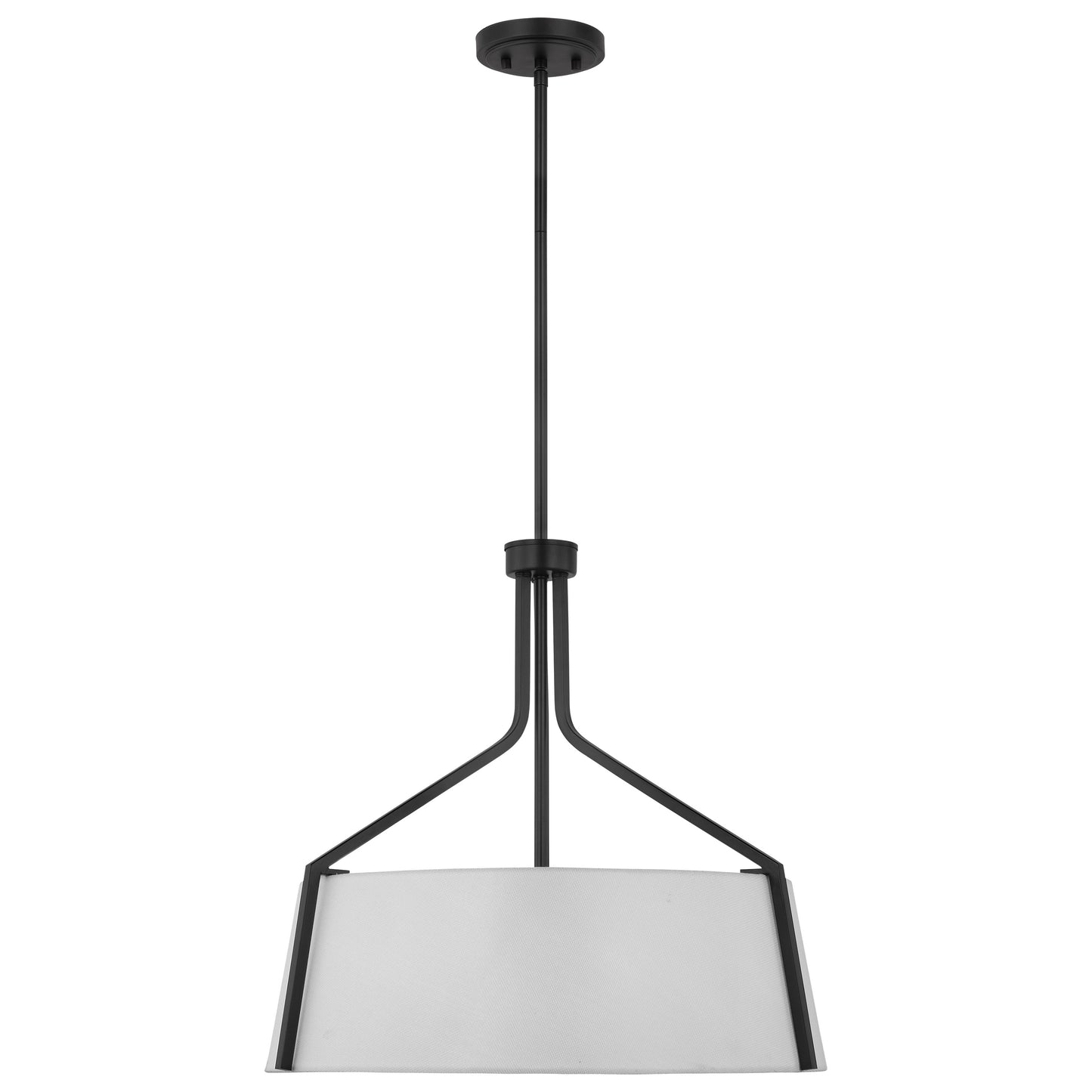 Livingston - 4 Light Pendant - 60W - Matte Black Finish - White Linen Fabric Shade
