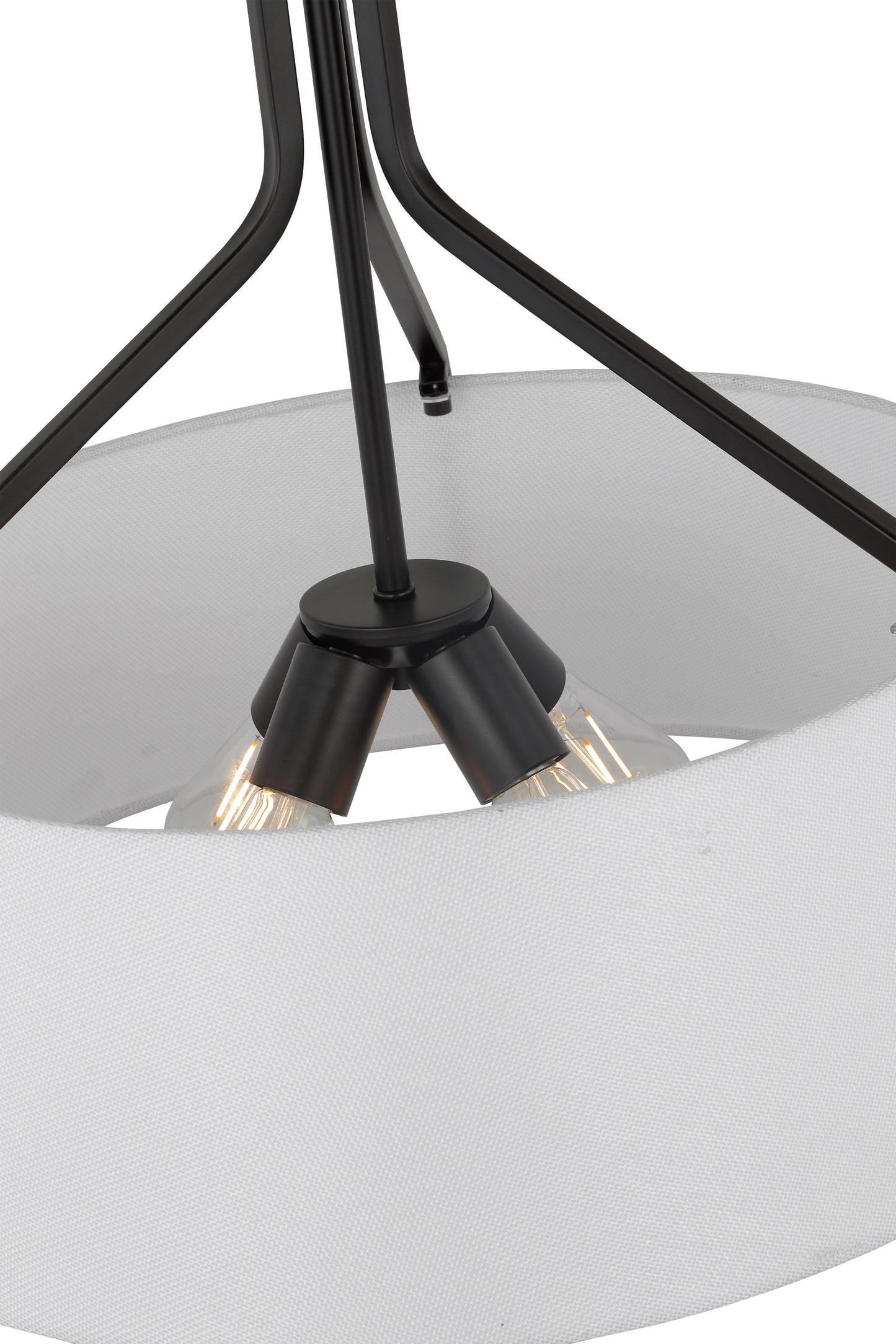 Livingston - 4 Light Pendant - 60W - Matte Black Finish - White Linen Fabric Shade