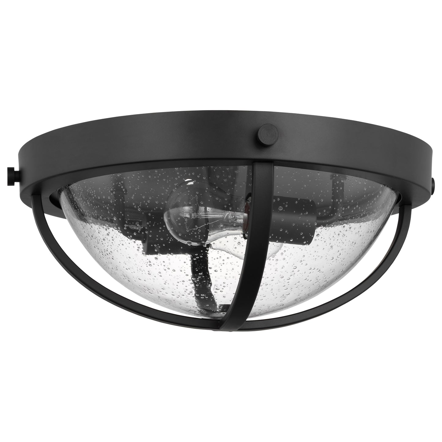 Lincoln - 2 Light Large Flush Mount - 60W - Matte Black - Clear Seeded Glass