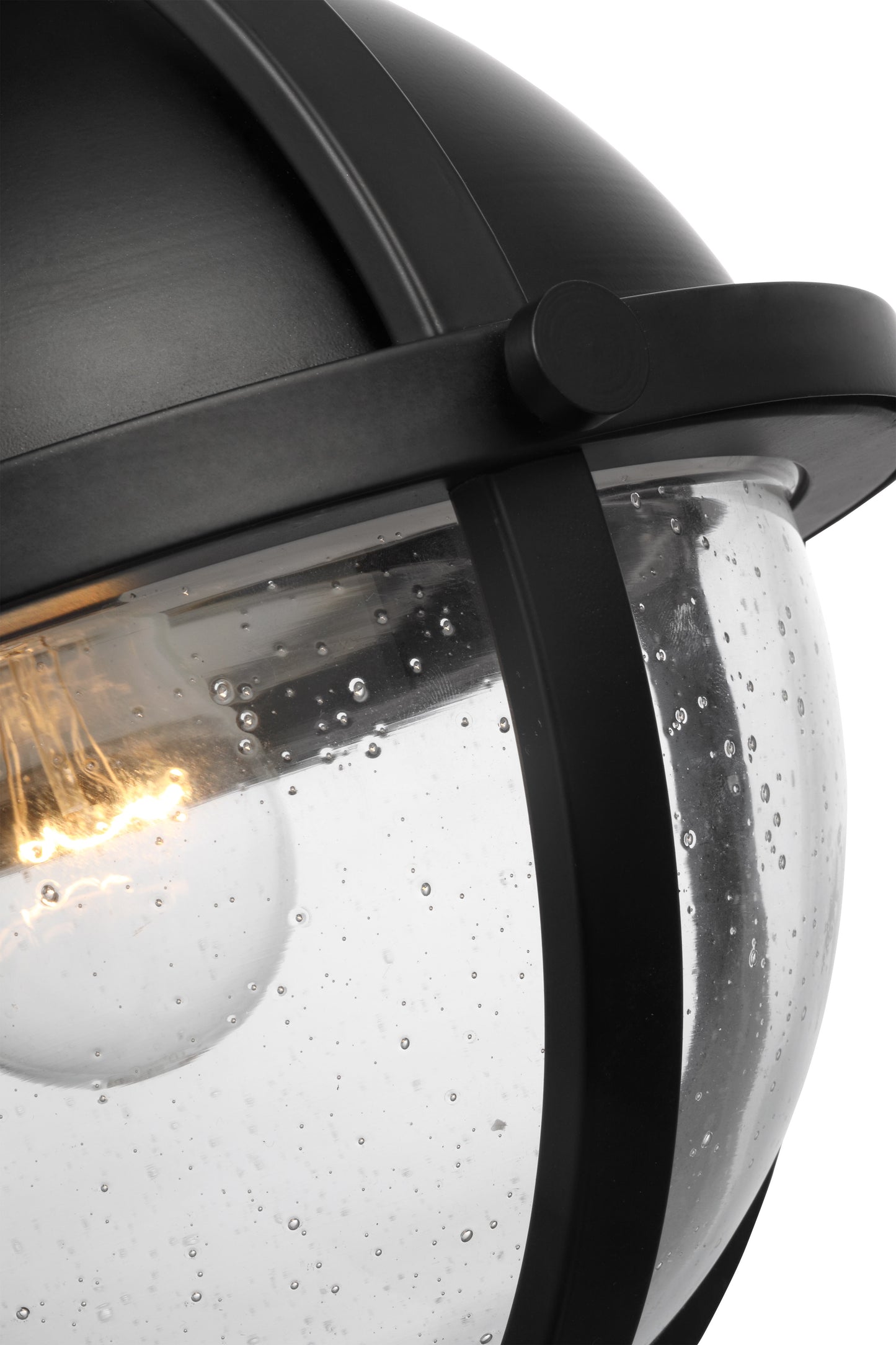 Lincoln - 1 Light Semi Flush Mount - Medium Base - 60 Watt - Matte Black Finish - Clear Seeded Glass