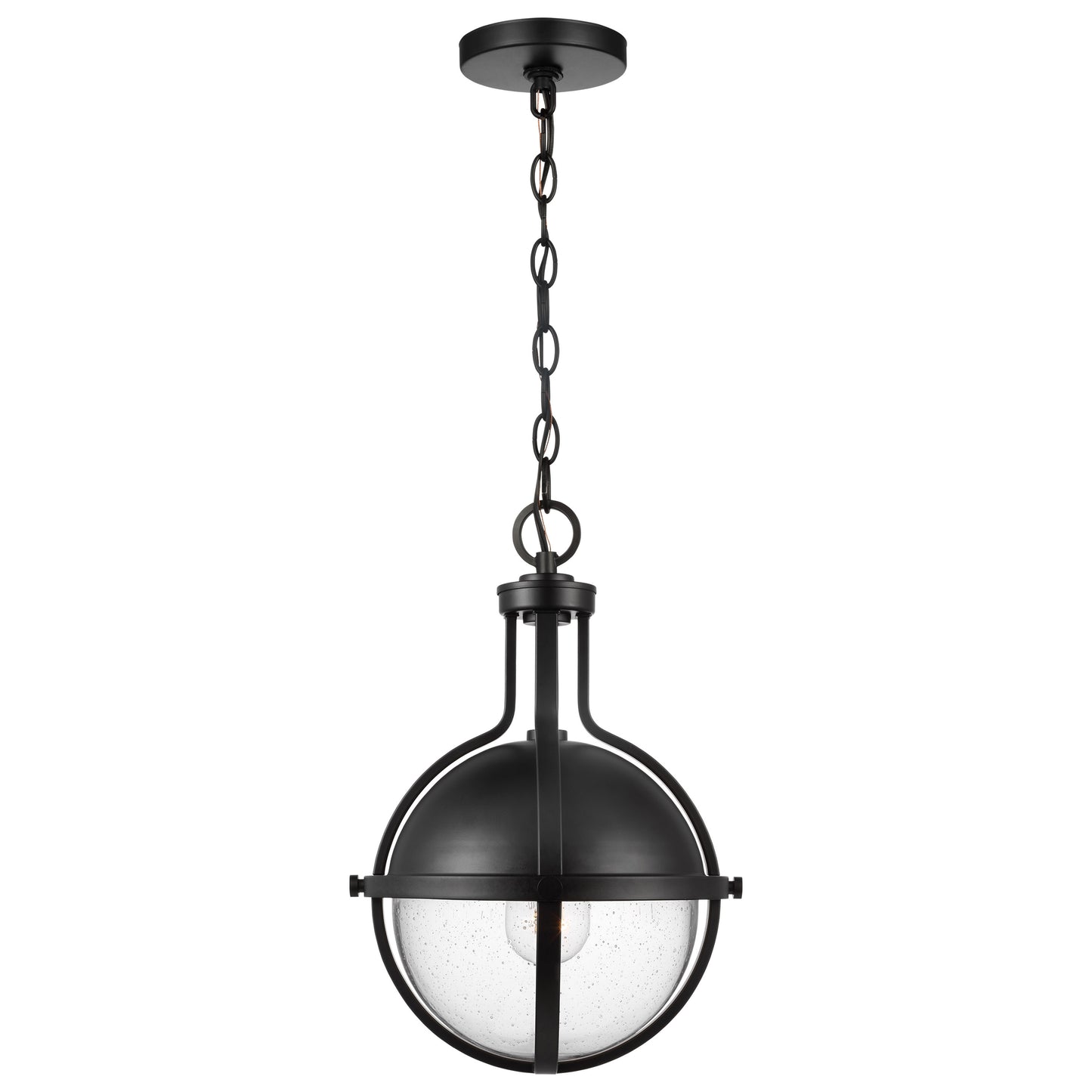 Lincoln - 1 Light Medium Pendant - Medium Base - 60 Watt - Matte Black Finish - Clear Seeded Glass