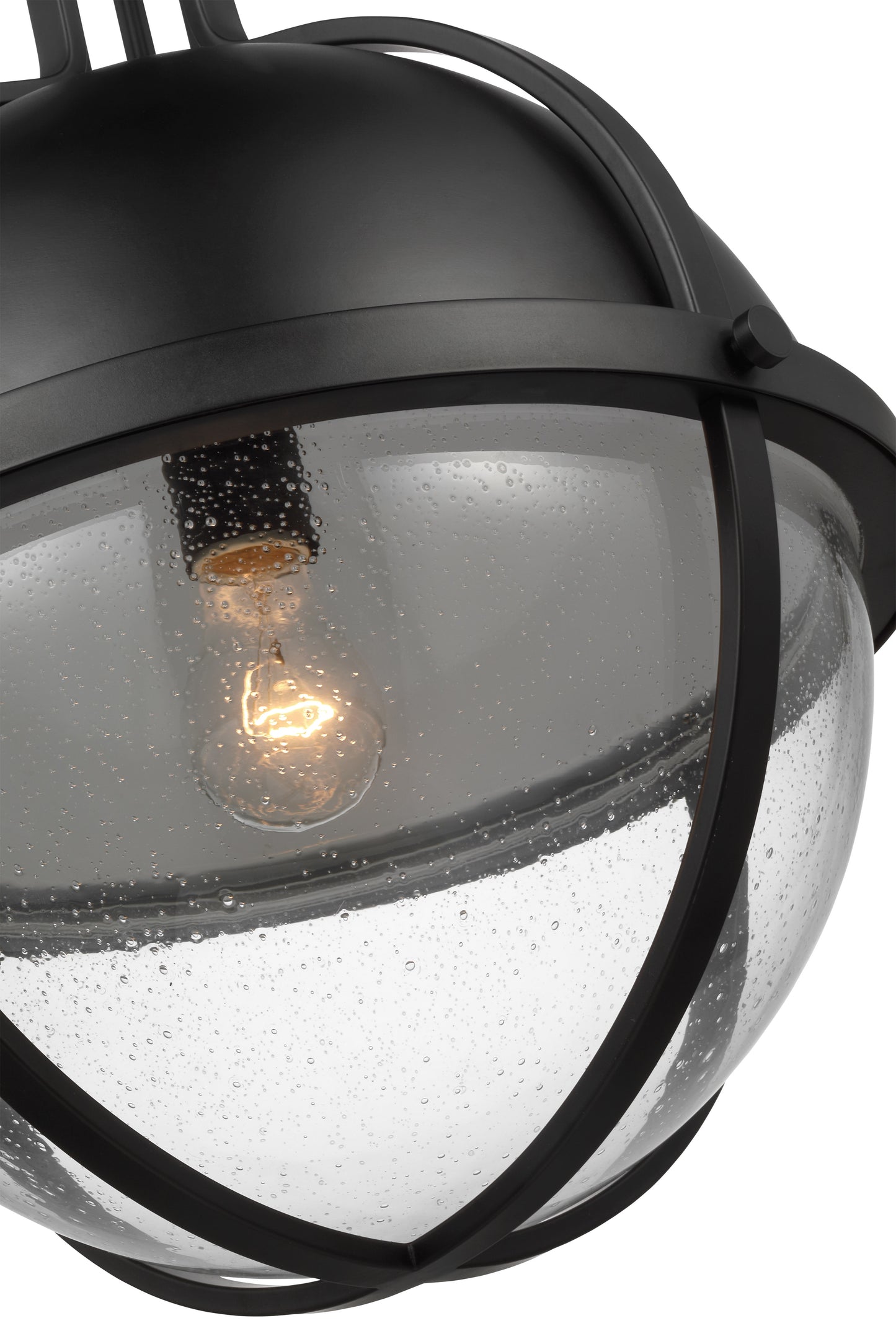 Lincoln - 1 Light Large Pendant - Medium Base - 60 Watt - Matte Black Finish - Clear Seeded Glass