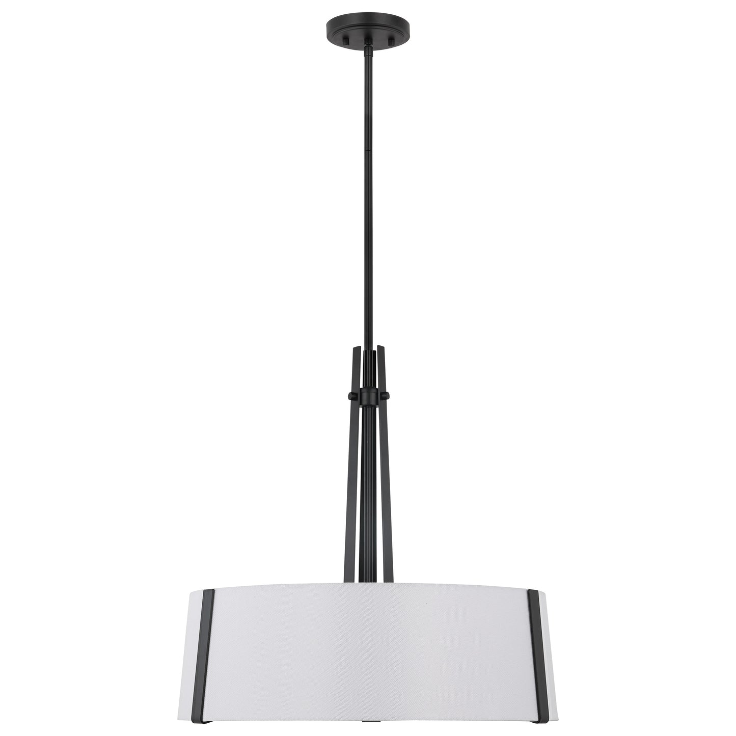 Flynn - 3 Light Pendant - Medium Base - 60 Watt - Black Finish - White Textile Shade
