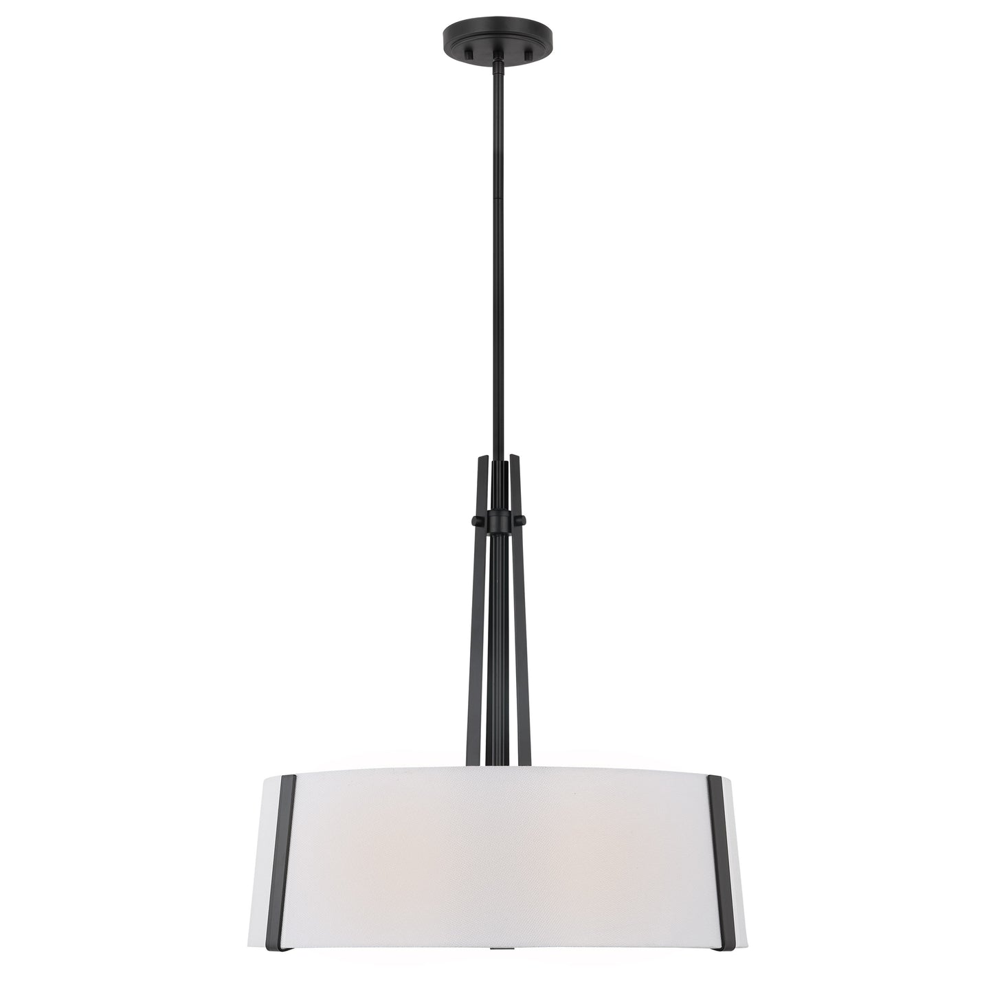 Flynn - 3 Light Pendant - Medium Base - 60 Watt - Black Finish - White Textile Shade