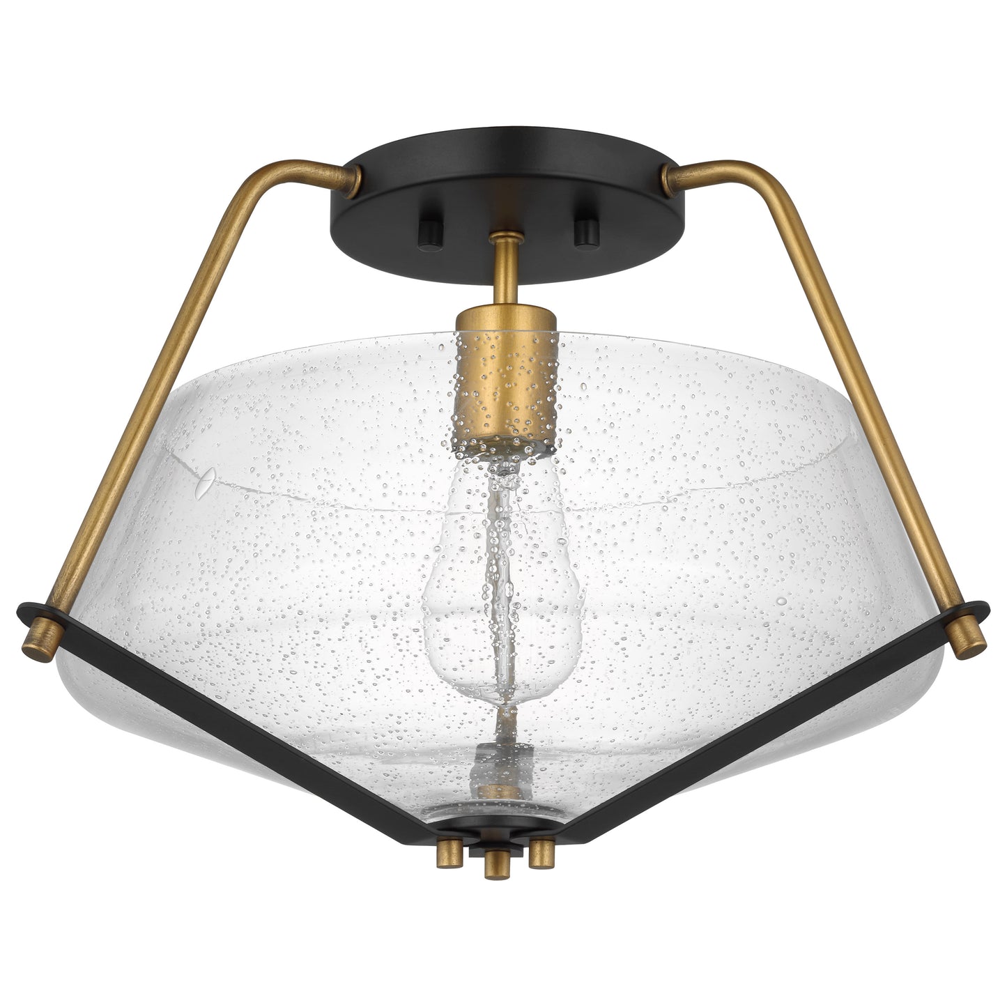 Starlight - 1 Light Semi Flush Mount - 60W - Matte Black Finish - Clear Seeded Glass