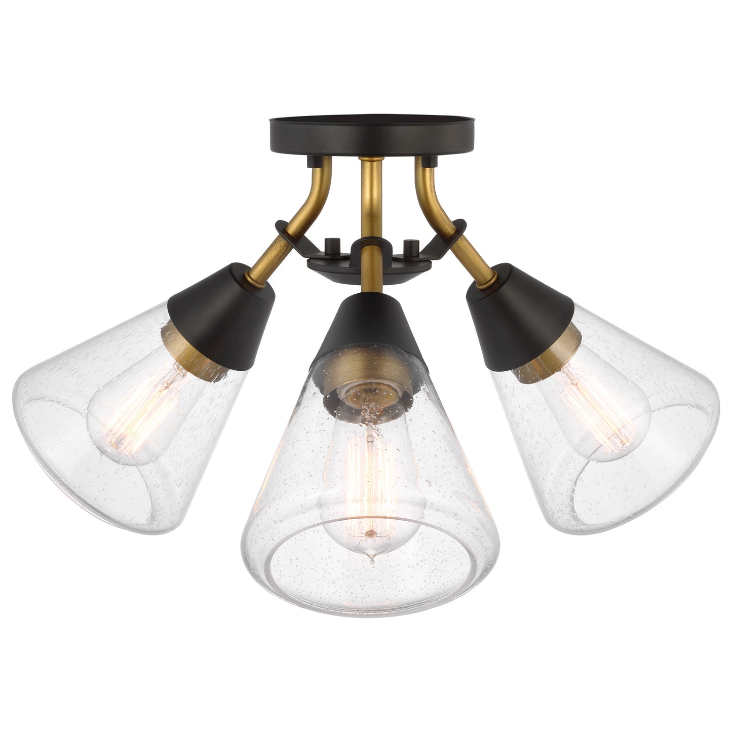 Starlight - 3 Light Semi Flush Mount - 60W - Matte Black Finish - Clear Seeded Glass