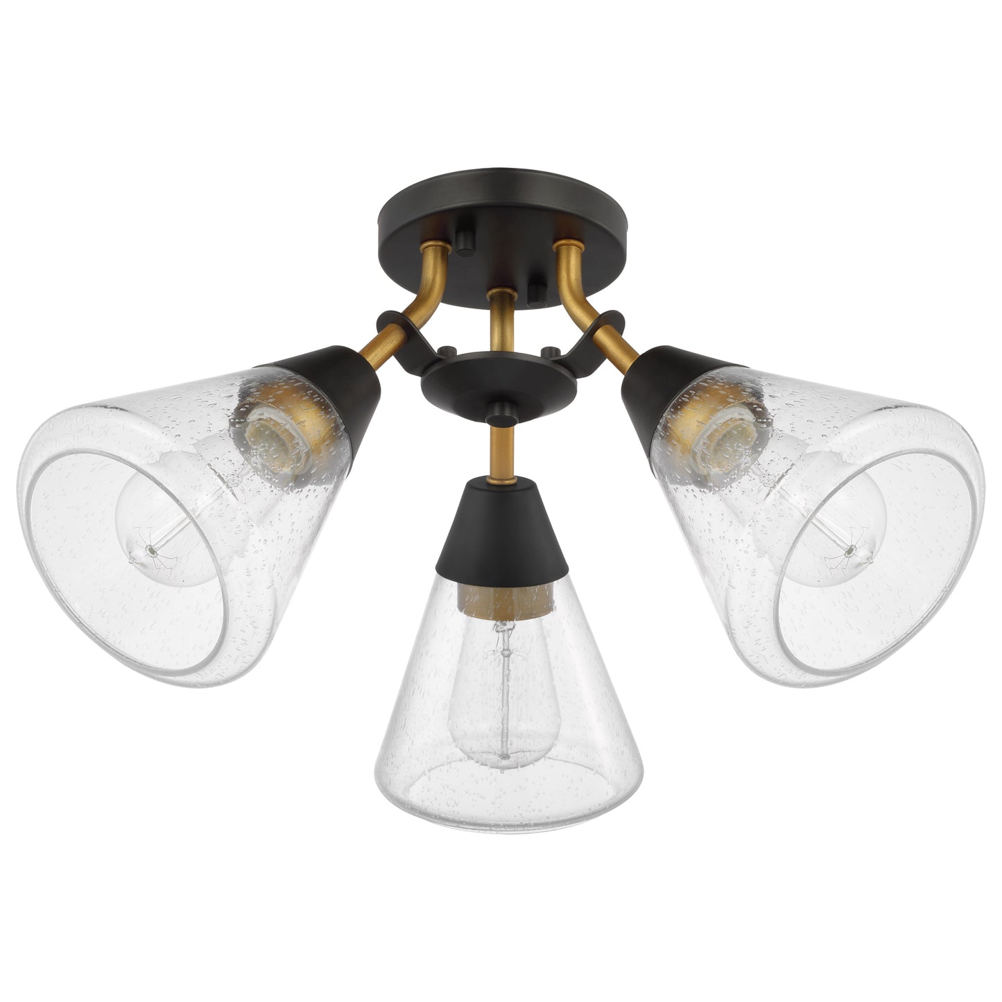 Starlight - 3 Light Semi Flush Mount - 60W - Matte Black Finish - Clear Seeded Glass