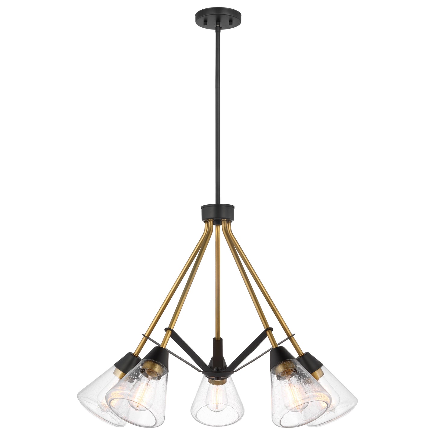Starlight - 5 Light Chandelier - Medium Base - 60 Watt - Matte Black Finish - Clear Seeded Glass