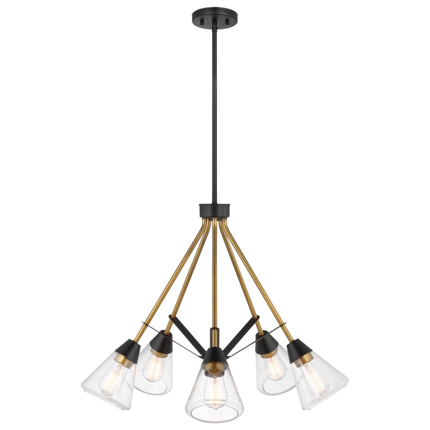 Starlight - 5 Light Chandelier - Medium Base - 60 Watt - Matte Black Finish - Clear Seeded Glass