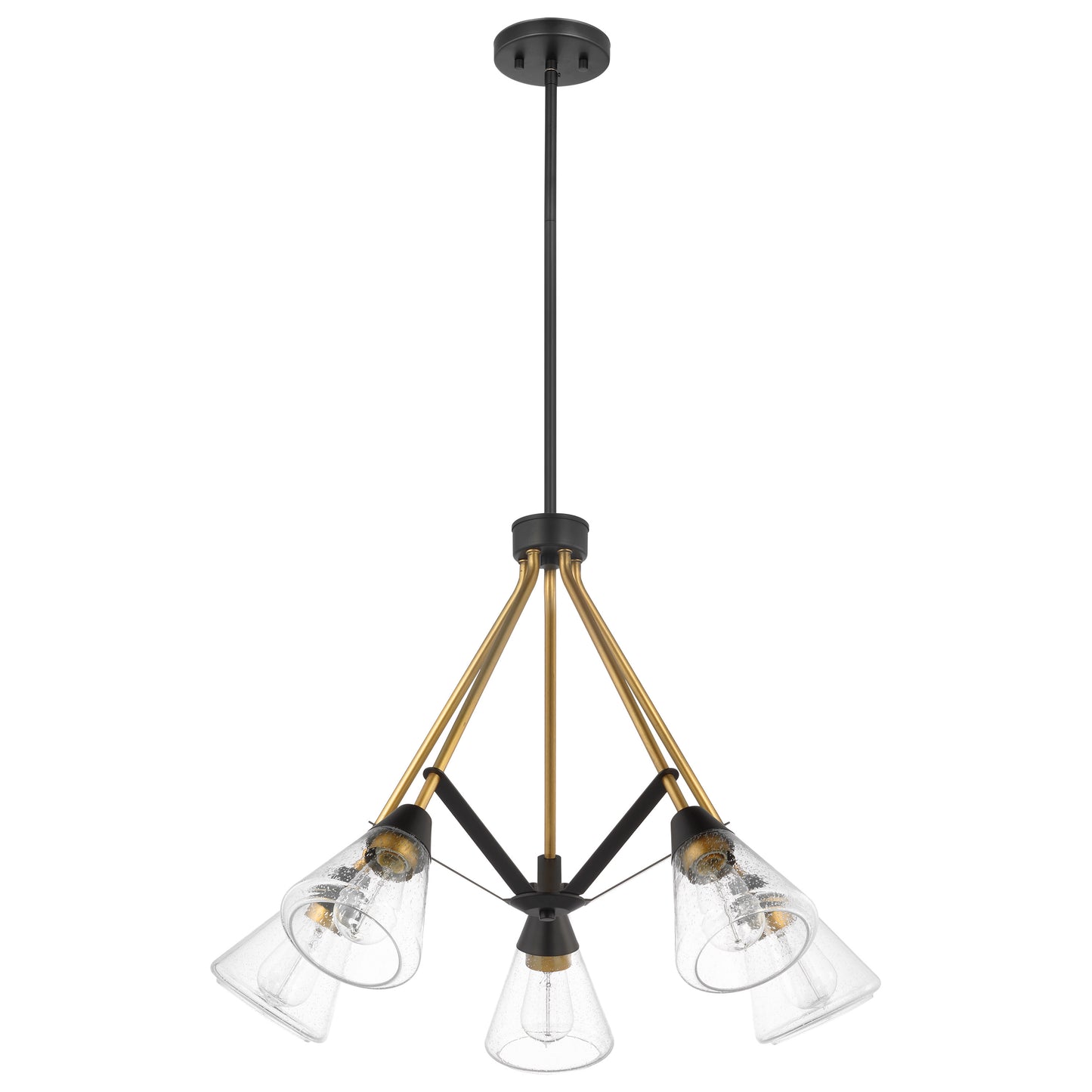 Starlight - 5 Light Chandelier - Medium Base - 60 Watt - Matte Black Finish - Clear Seeded Glass