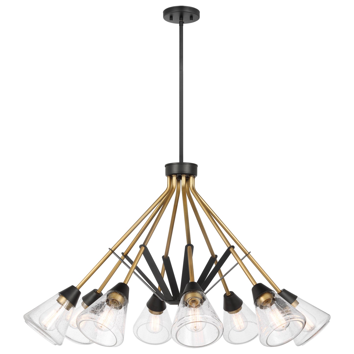 Starlight - 8 Light Chandelier - Medium Base - 60 Watt - Matte Black Finish - Clear Seeded Glass