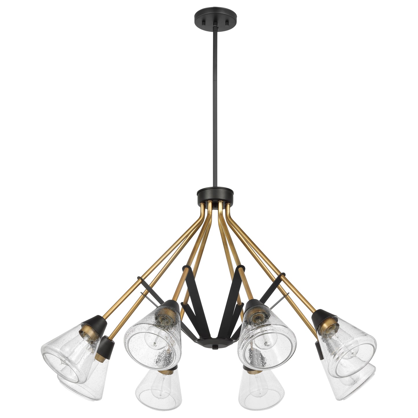 Starlight - 8 Light Chandelier - Medium Base - 60 Watt - Matte Black Finish - Clear Seeded Glass