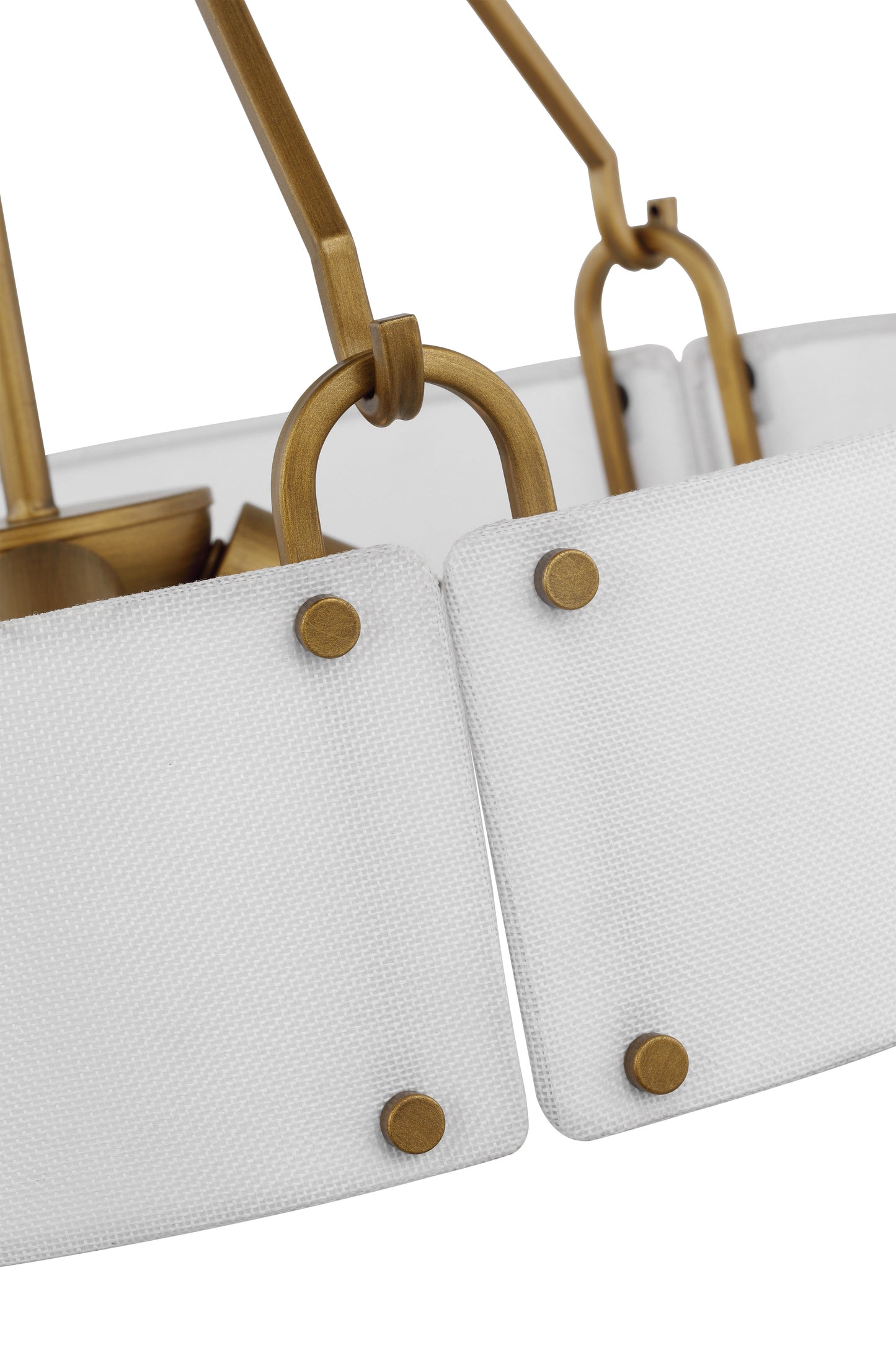 Halter - 4 Light Pendant - Medium Base - 60 Watt - Natural Brass Finish - White Fabric Shade