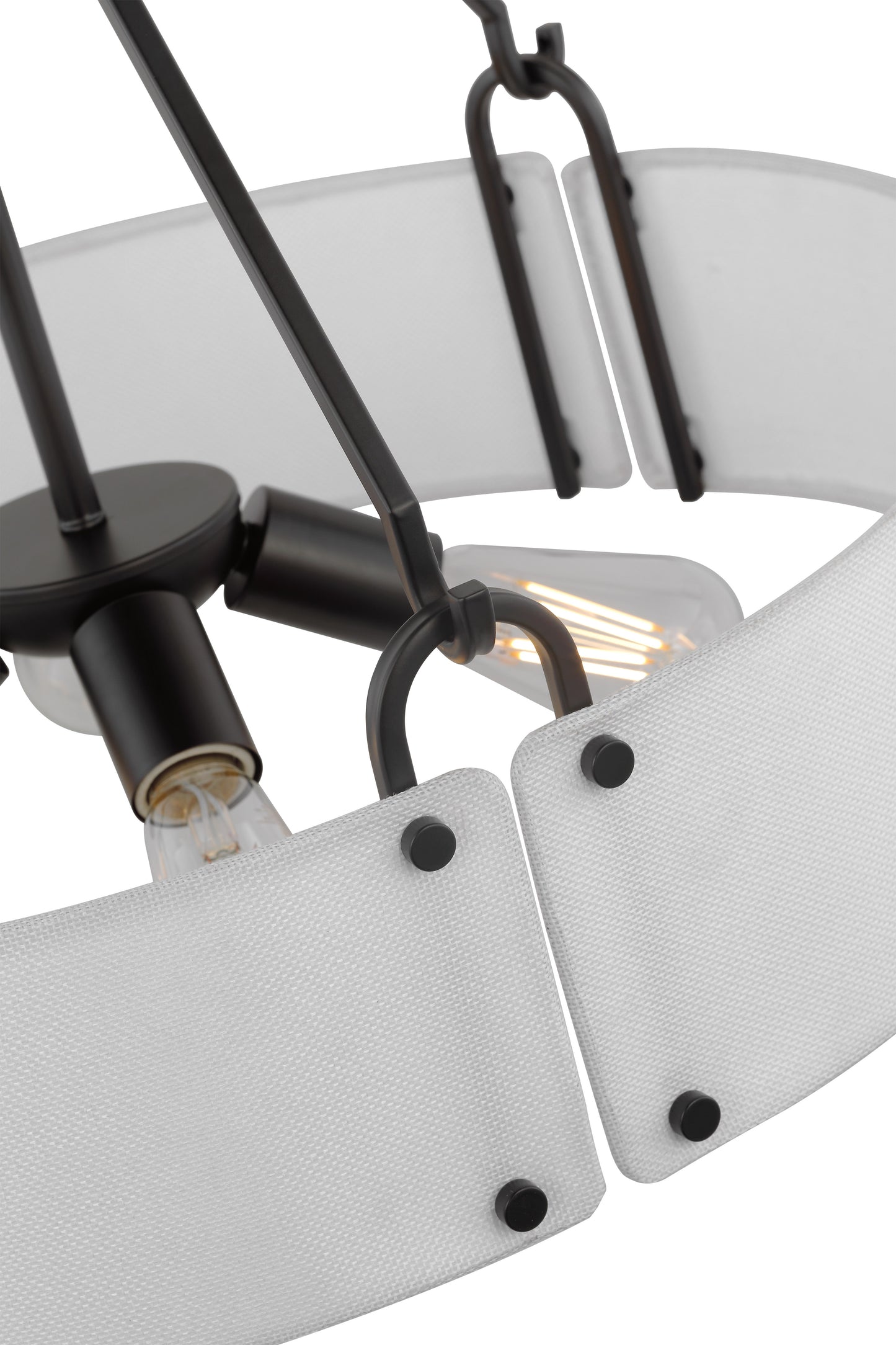 Halter - 4 Light Pendant - Medium Base- 60 Watt - Matte Black Finish - White Fabric Shade