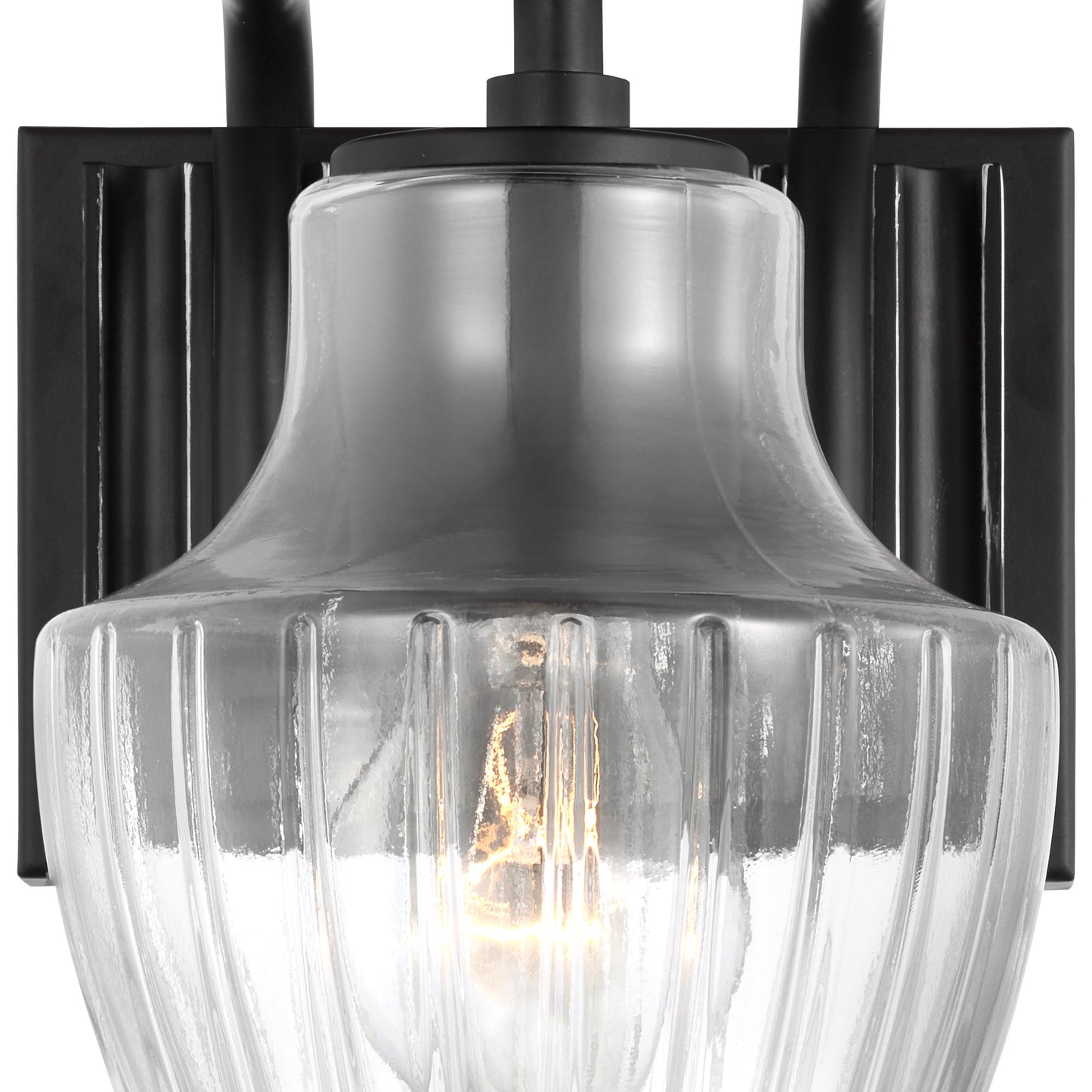 Destin - 1 Light Vanity - Medium Base - 60 Watt - Black And Silver Finish - Clear Ribbed Glass
