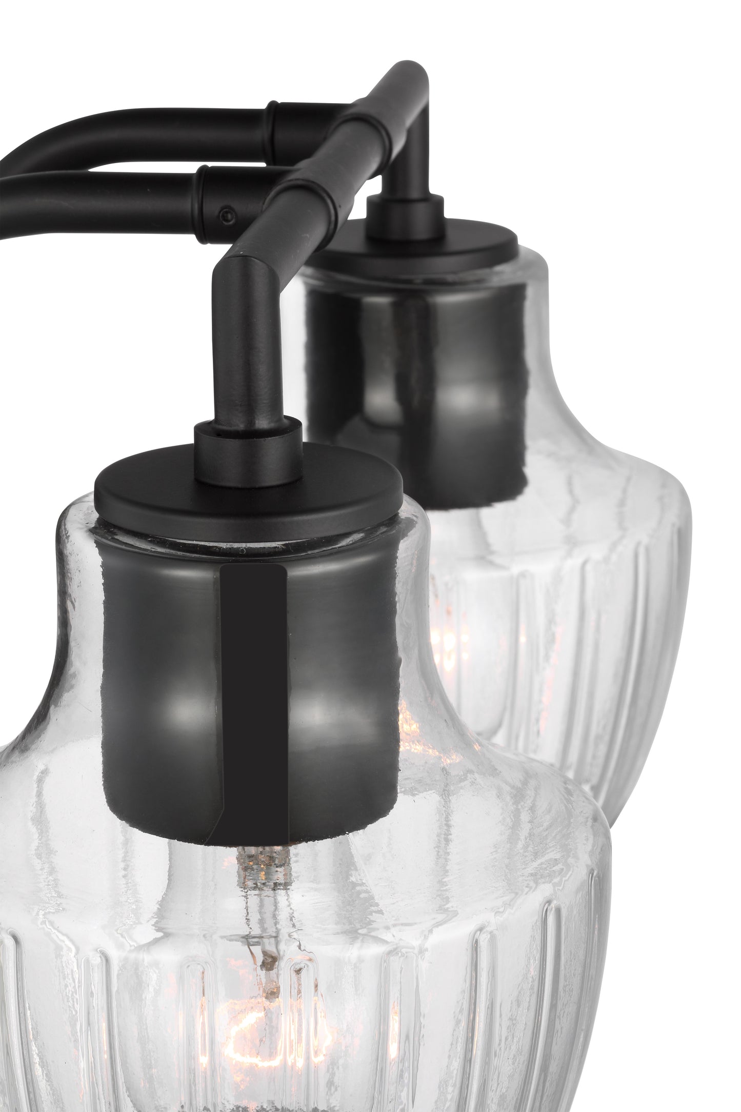 Destin - 2 Light Vanity - Medium Base - 60 Watt - Black And Silver Accent Finish - Clear Ribbed Glass
