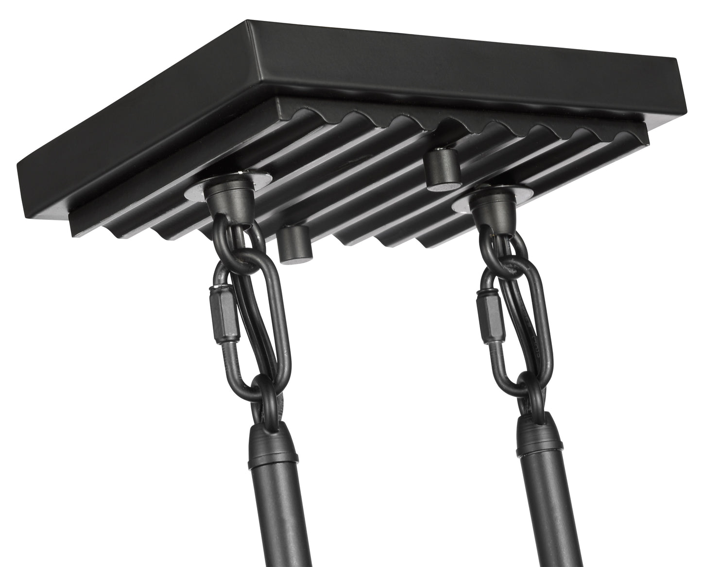 Destin - 4 Light Island Pendant - 60W - Black & Silver Accents - Clear Ribbed Glass