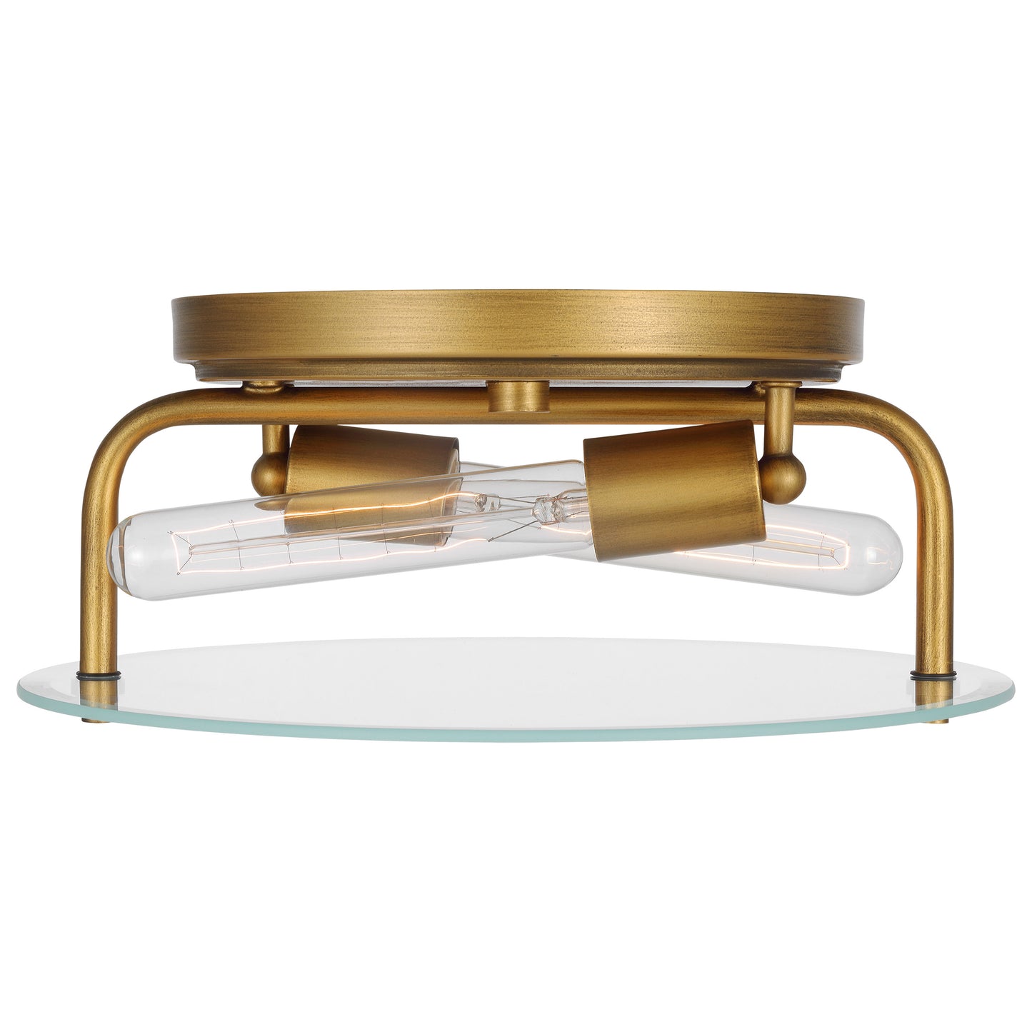 Teton - 2 Light Medium Flush Mount - 60W - Natural Brass Finish - Clear Beveled Glass