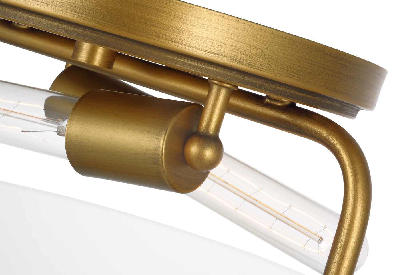 Teton - 2 Light Medium Flush Mount - 60W - Natural Brass Finish - Clear Beveled Glass