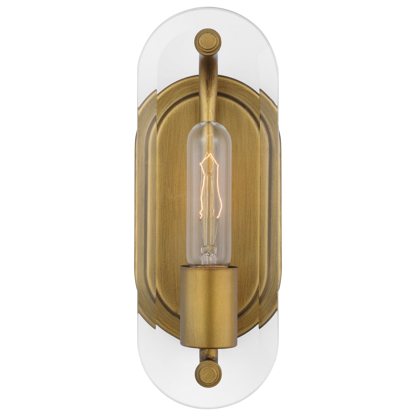 Teton - 1 Light Vanity - Medium Base - 60 Watt - Natural Brass Finish - Clear Beveled Glass