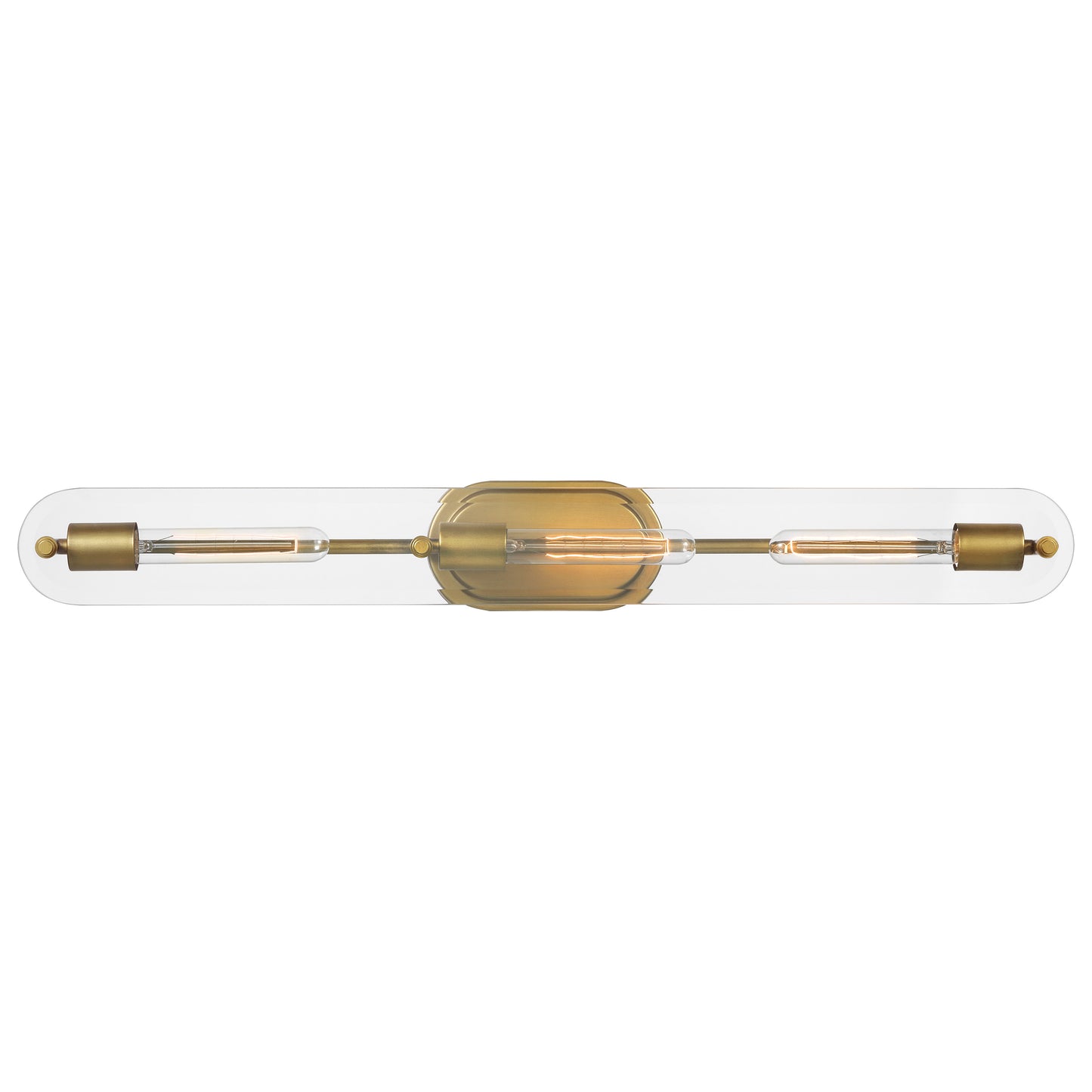 Teton - 3 Light Vanity - Medium Base - 60 Watt - Natural Brass Finish - Clear Beveled Glass