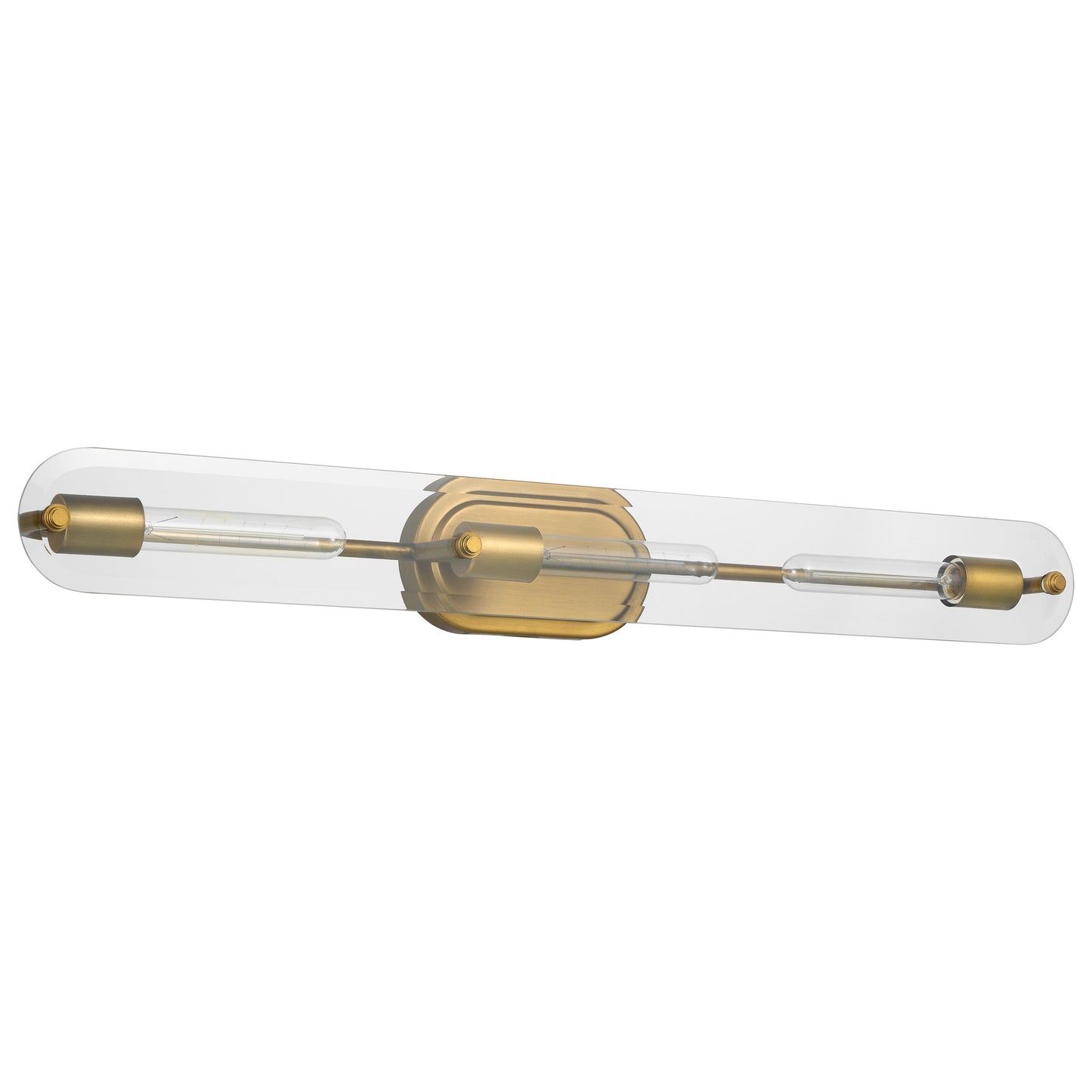 Teton - 3 Light Vanity - Medium Base - 60 Watt - Natural Brass Finish - Clear Beveled Glass