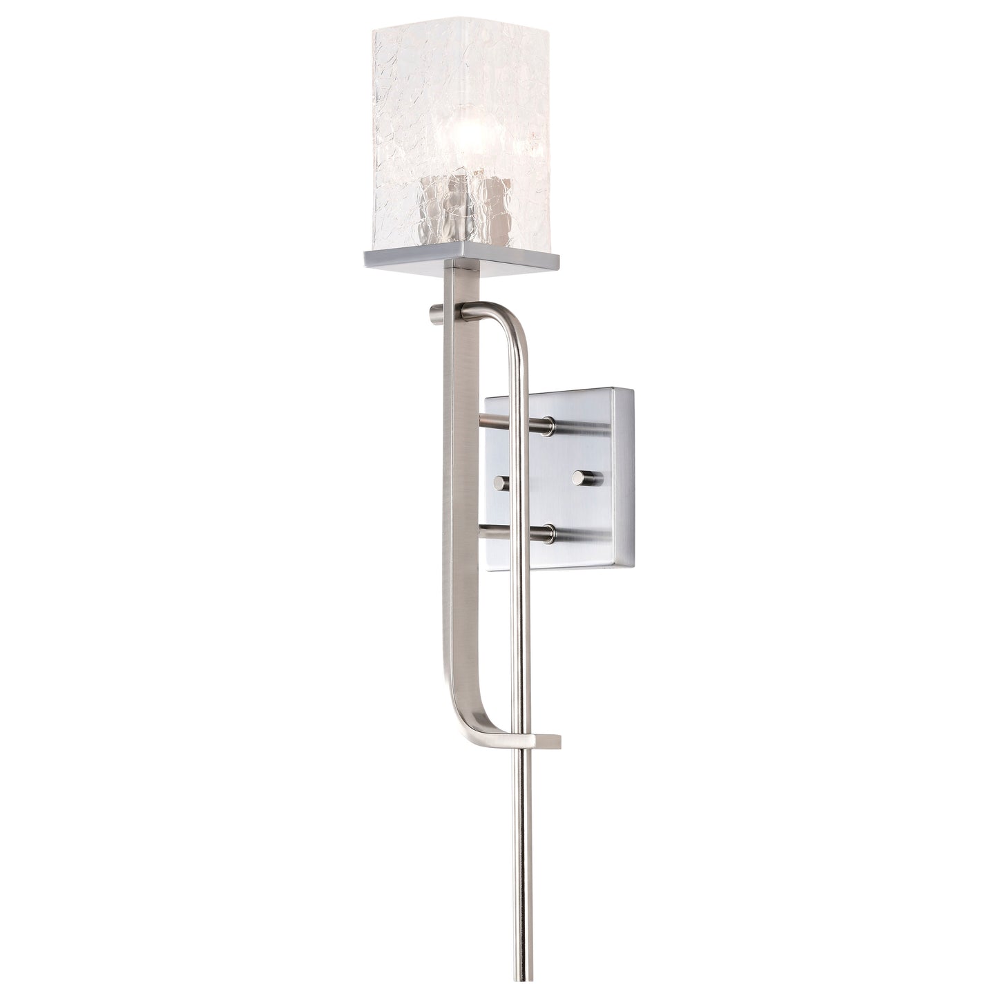 Terrace 1 Light Wall Sconce - Polished Nickel Finish - Crackel Glass