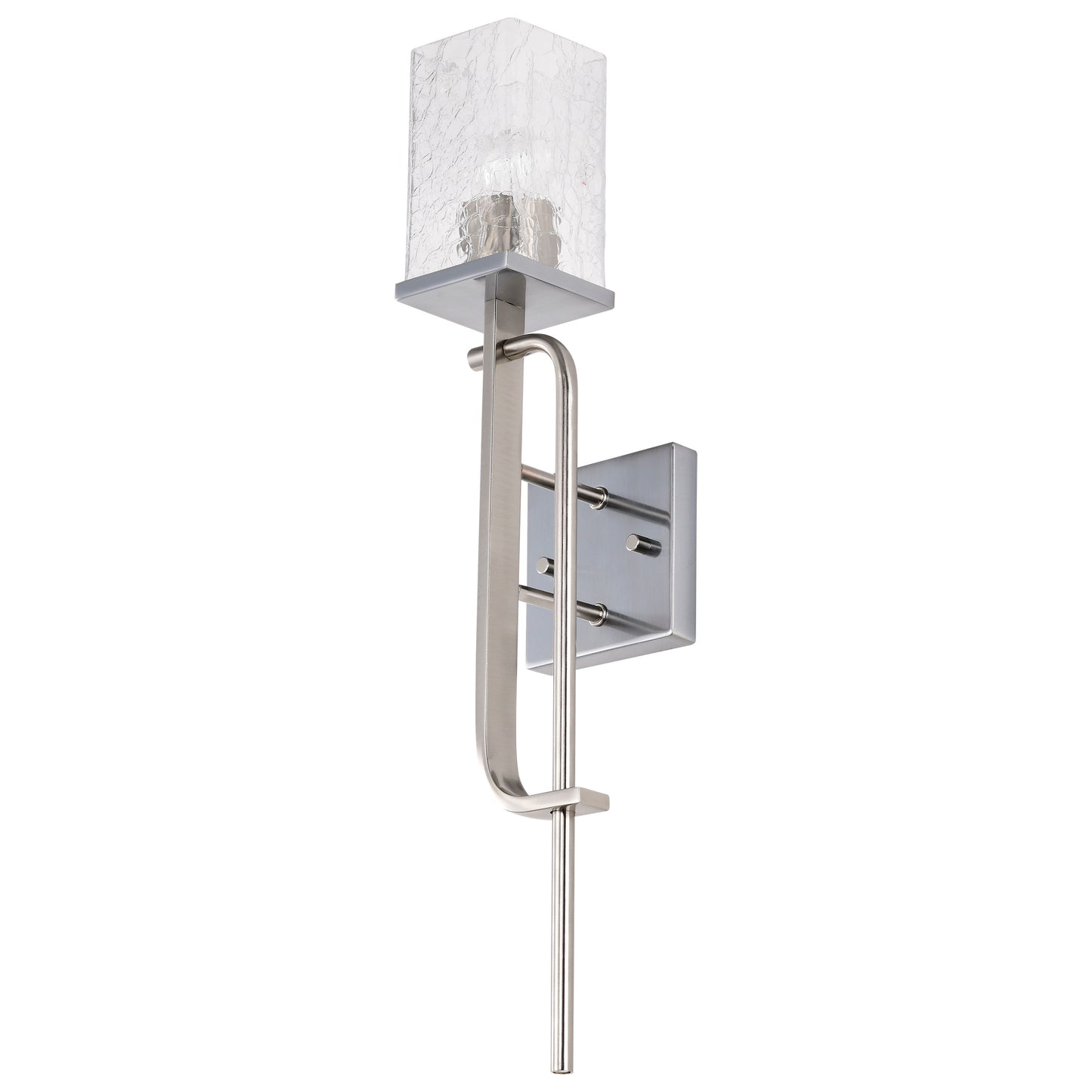 Terrace 1 Light Wall Sconce - Polished Nickel Finish - Crackel Glass