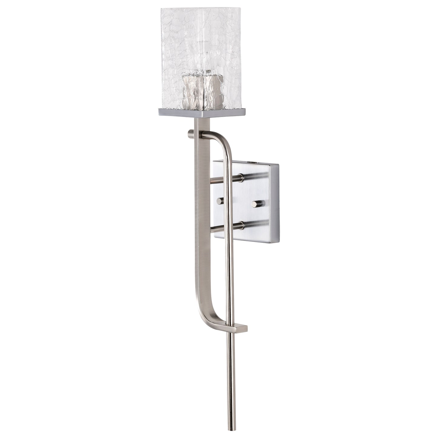Terrace 1 Light Wall Sconce - Polished Nickel Finish - Crackel Glass
