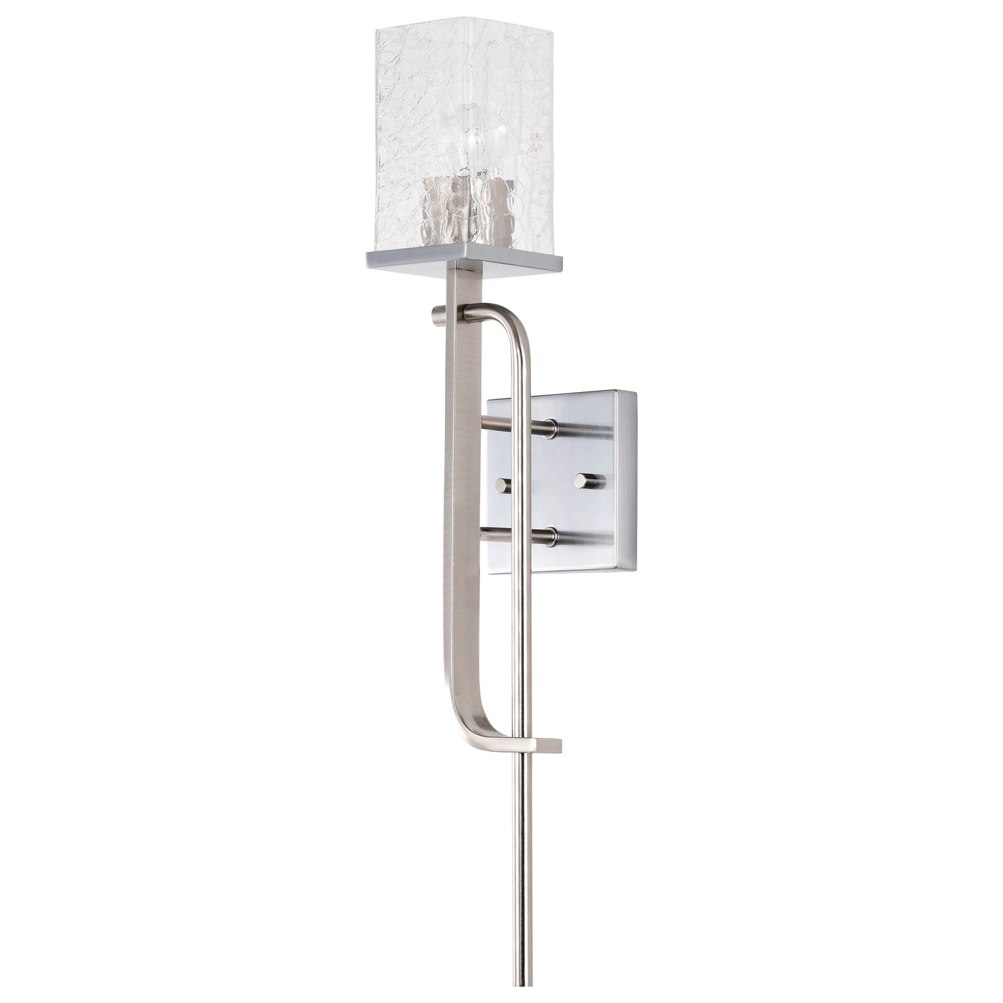 Terrace 1 Light Wall Sconce - Polished Nickel Finish - Crackel Glass