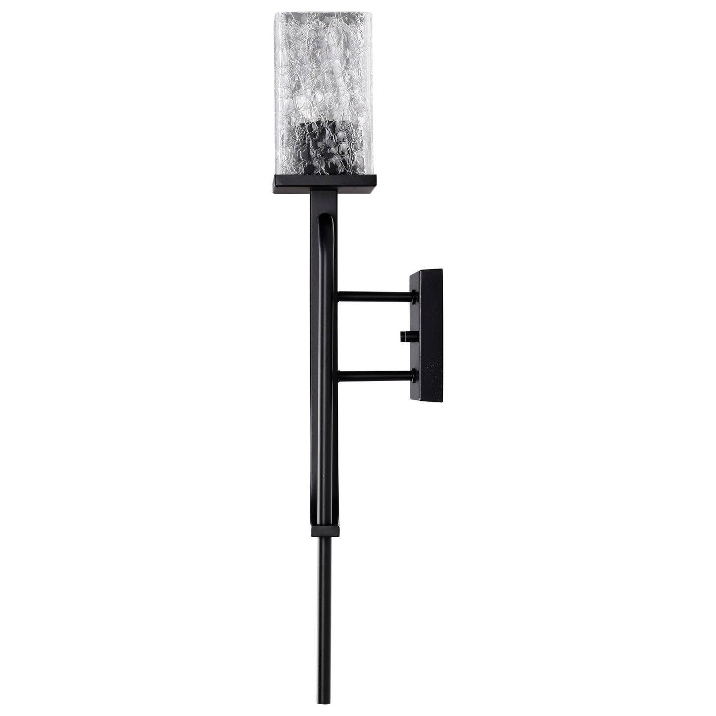Terrace 1 Light Wall Sconce - Matte Black Finish - Crackel Glass