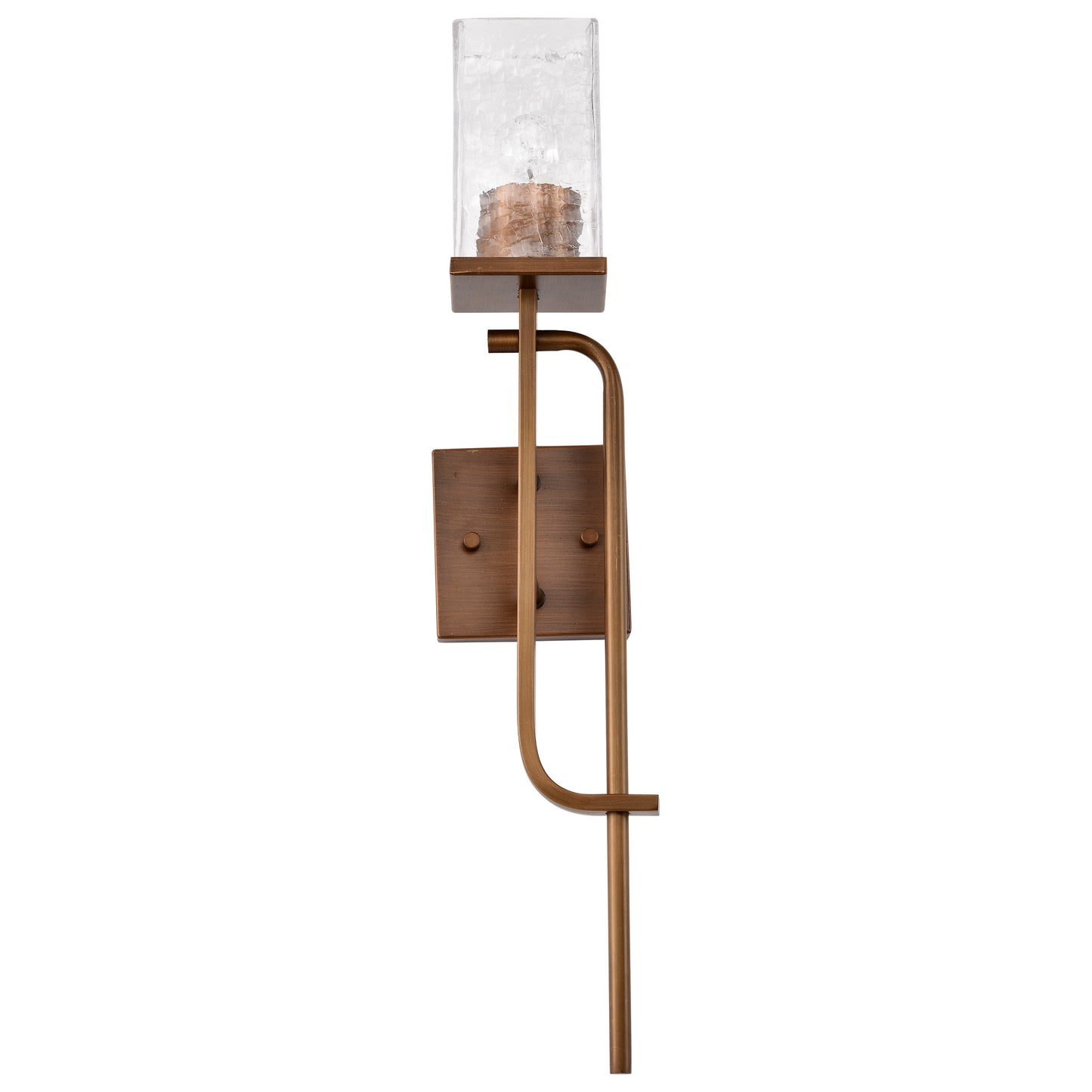 Terrace 1 Light Wall Sconce - Natural Brass Finish - Crackel Glass