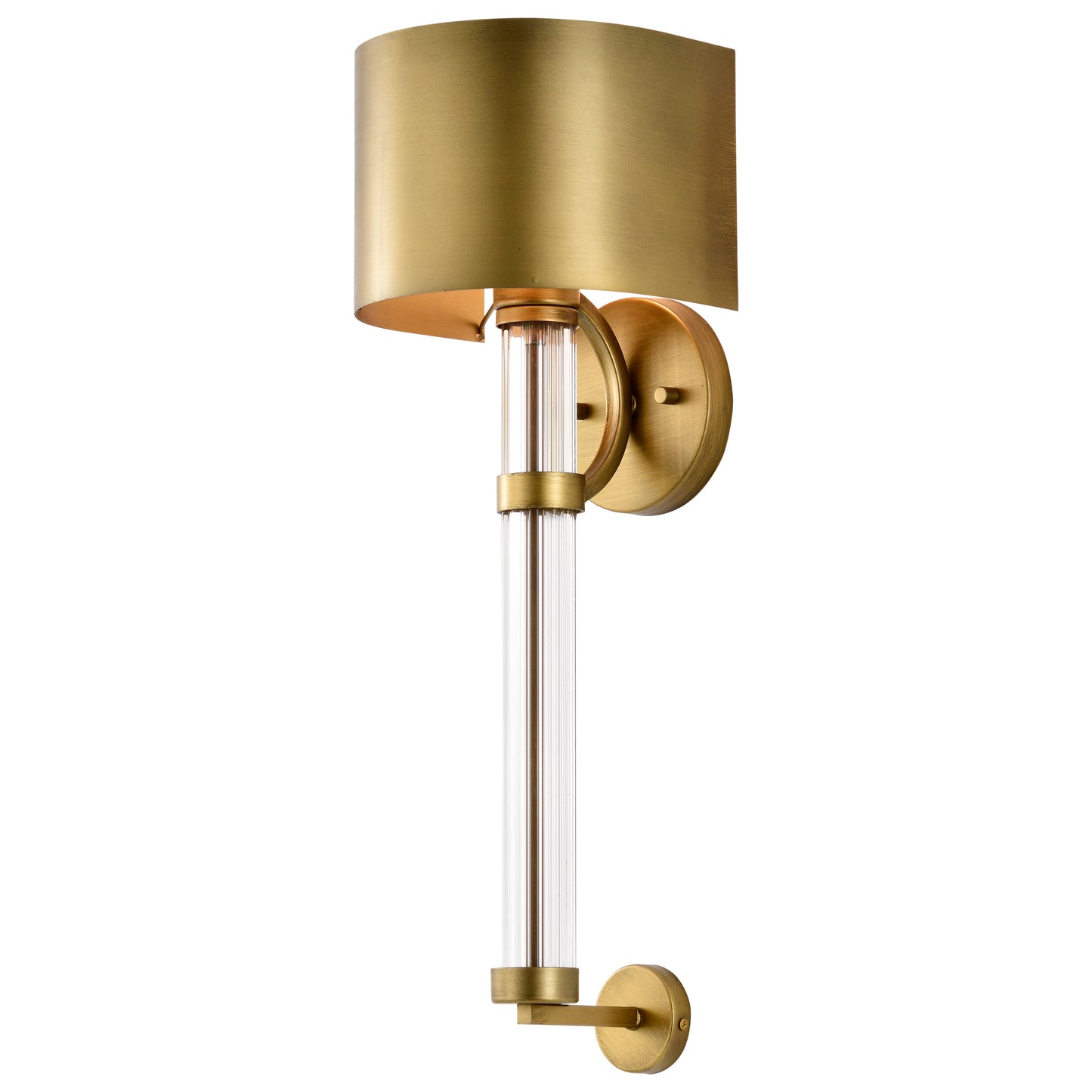 Teagon 1 Light Wall Sconce; Natural Brass Finish; Metal Shade