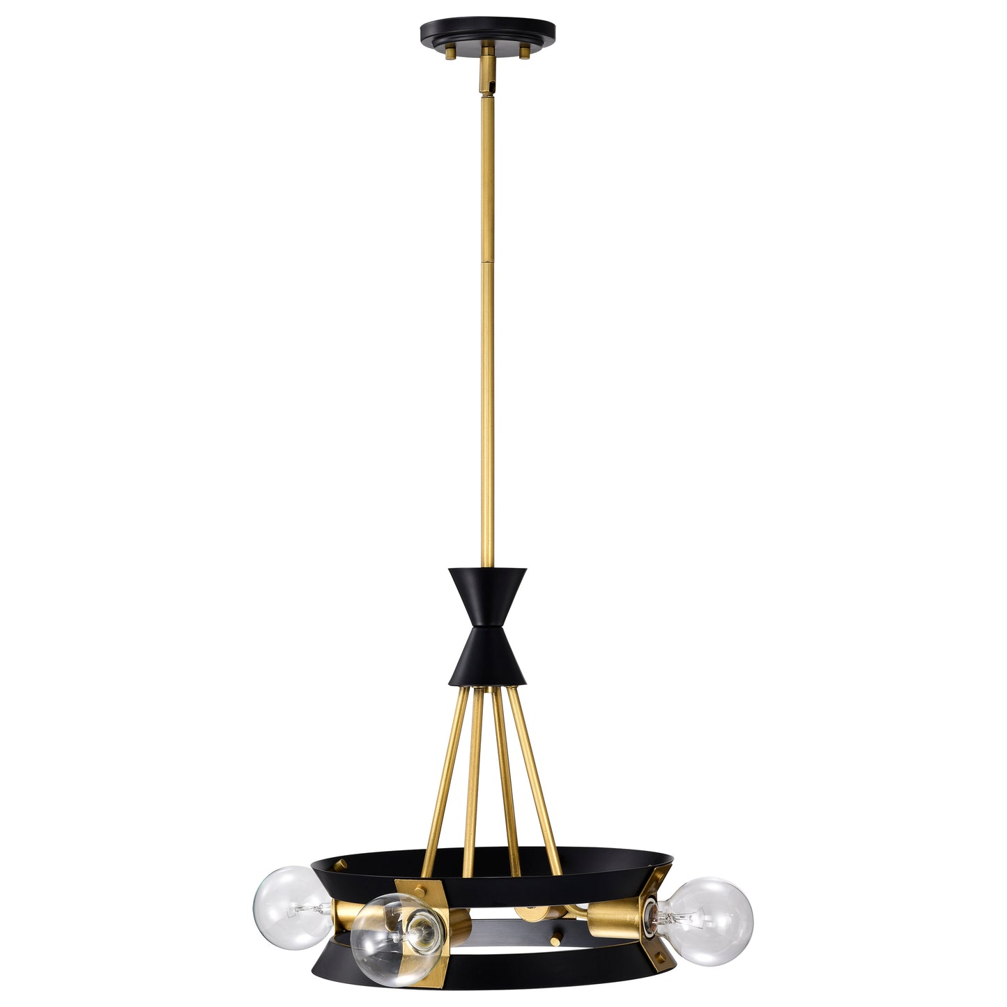Marsden 4 Light Chandelier; Matte Black and Natural Brass Finish