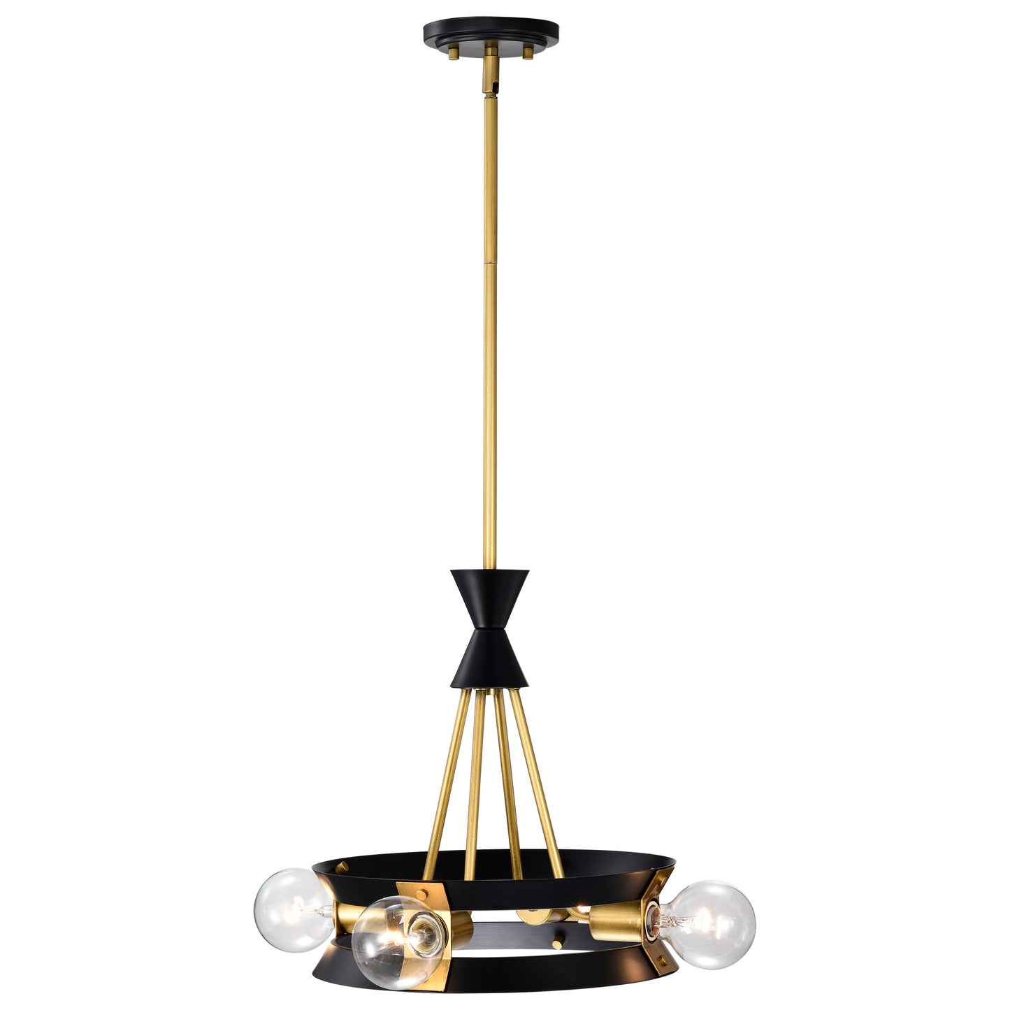 Marsden 4 Light Chandelier; Matte Black and Natural Brass Finish