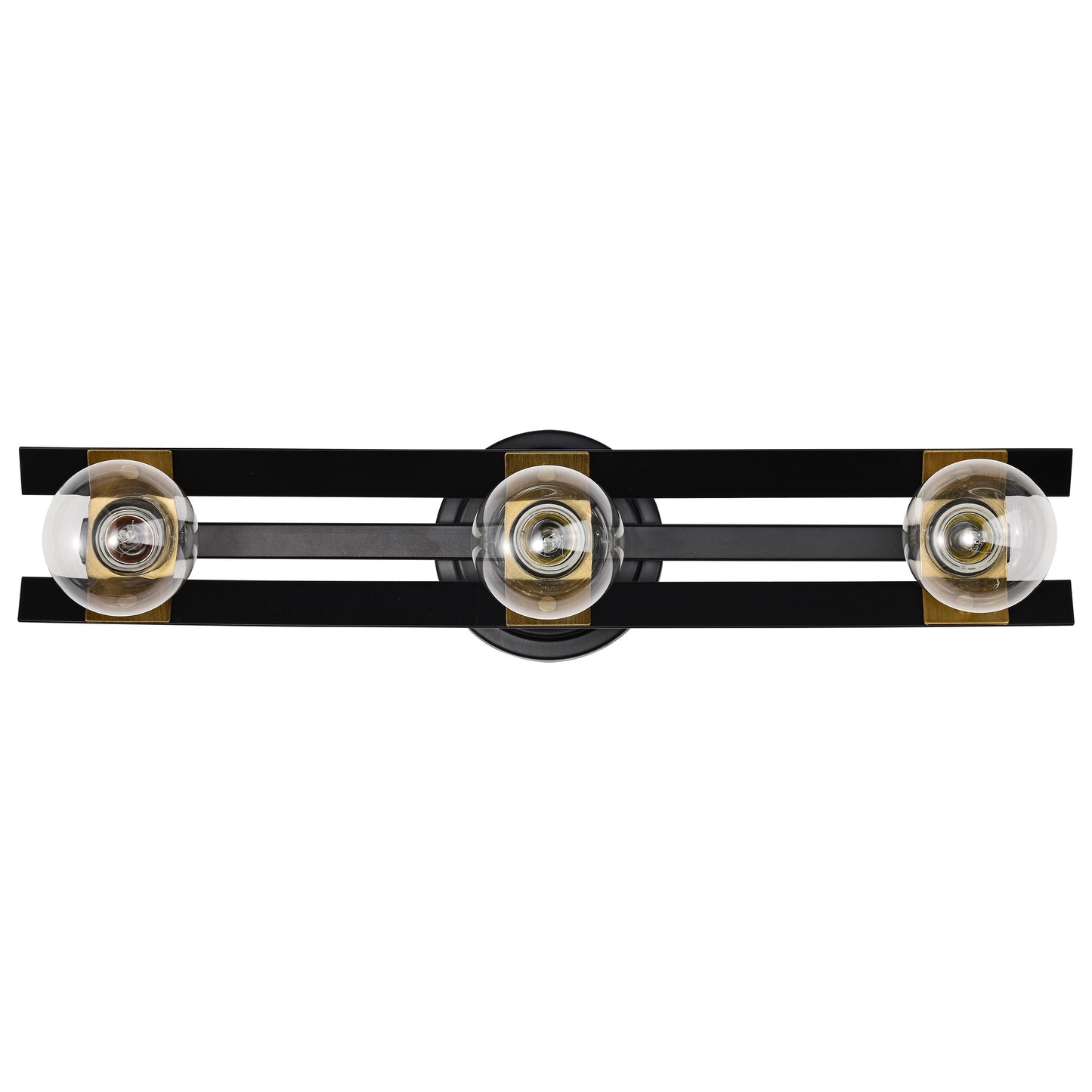 Marsden 3 Light Vanity; Matte Black and Natural Brass Finish