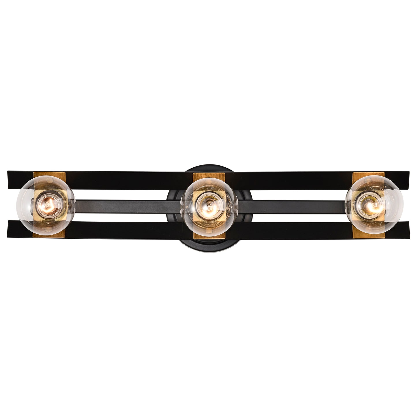 Marsden 3 Light Vanity; Matte Black and Natural Brass Finish
