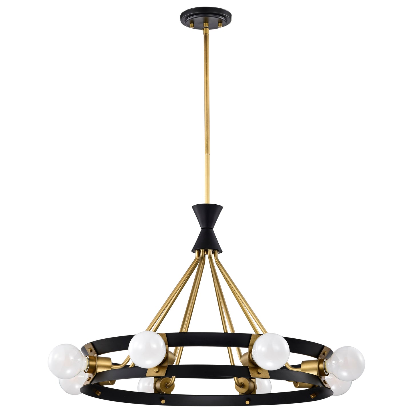 Marsden 8 Light Chandelier; Matte Black and Natural Brass Finish